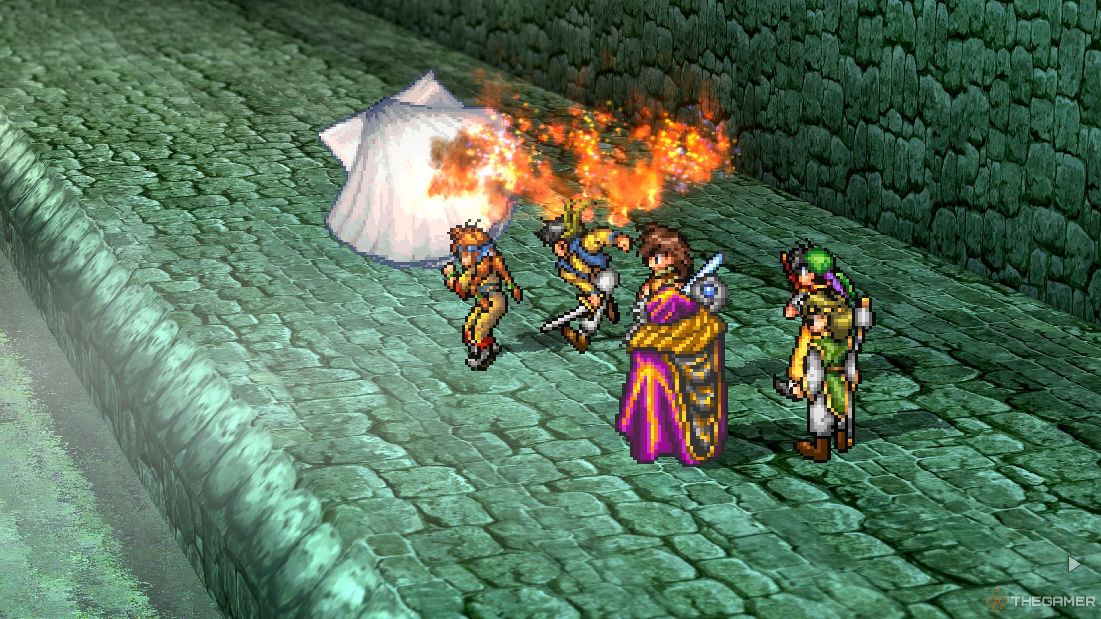 Landing a unite attack on Venus Clam In Suikoden 1 HD Remaster.