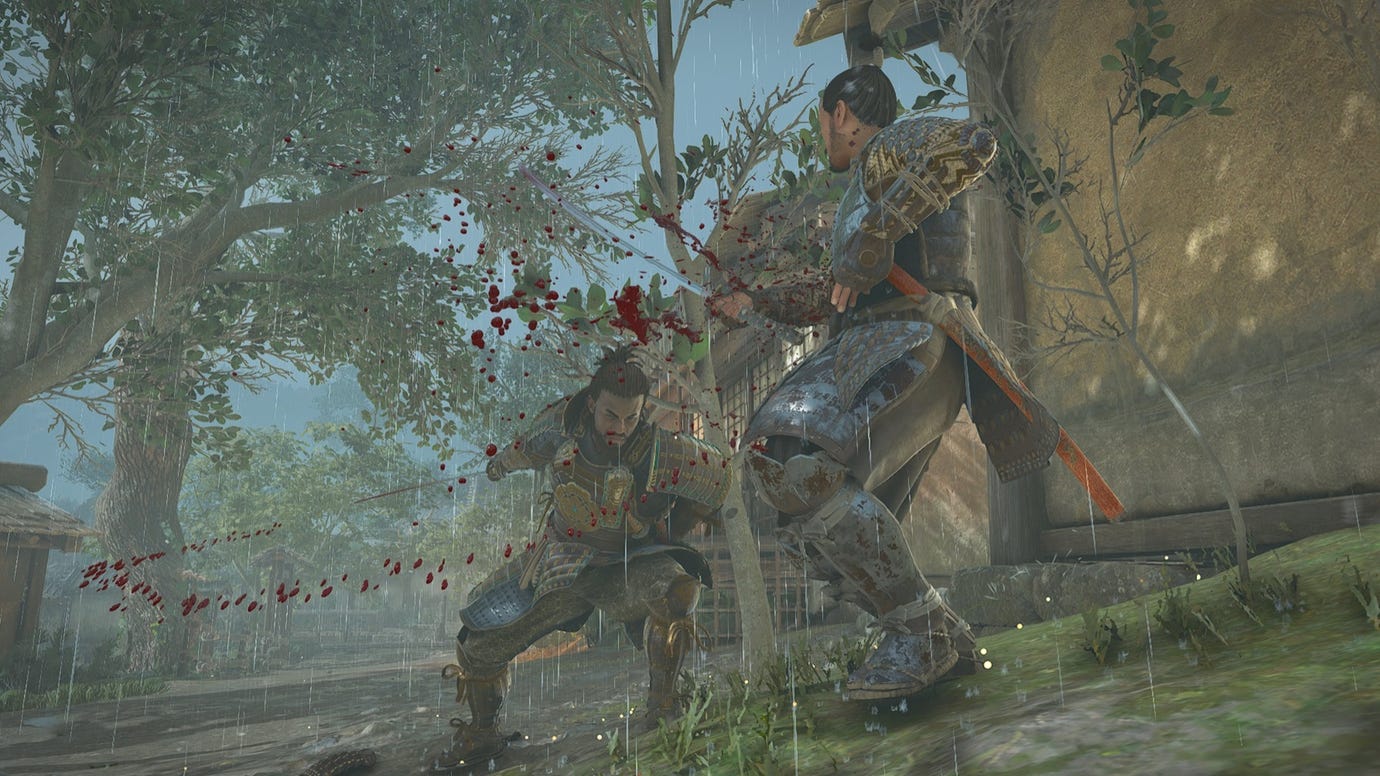 Yasuke slices at an opponent with his long katana in Assassin's Creed Shadows.