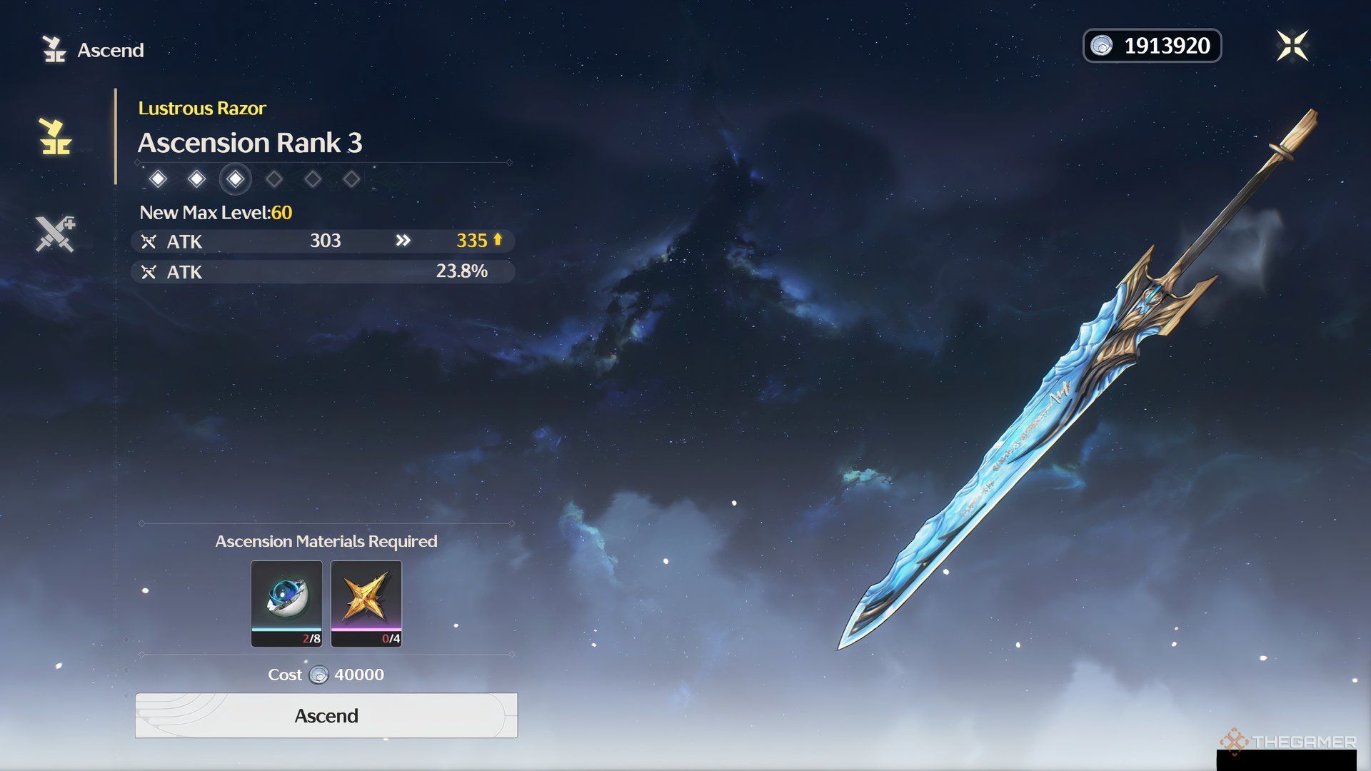 Lustrous Razor ascension screen in Wuthering Waves.