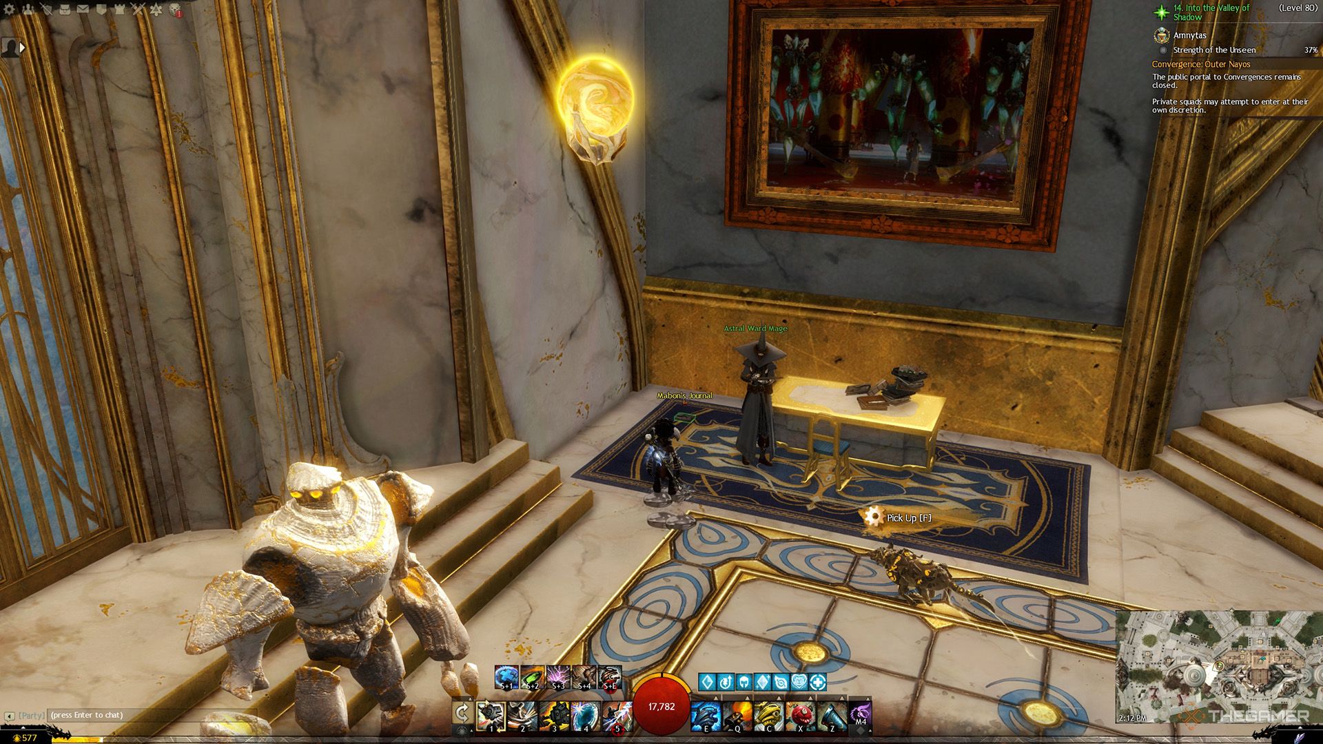The player looking at Mabon's Journal in Guild Wars 2.