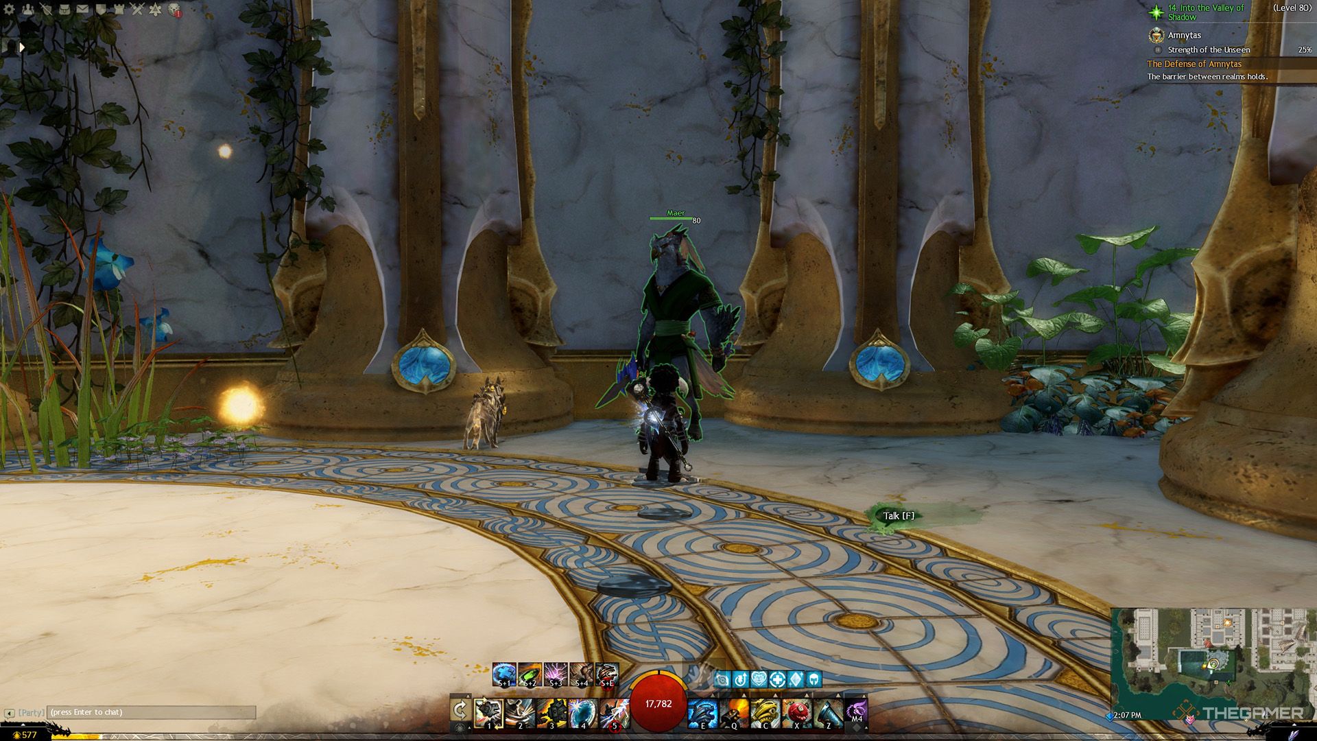 The player speaking to Maer in Guild Wars 2.
