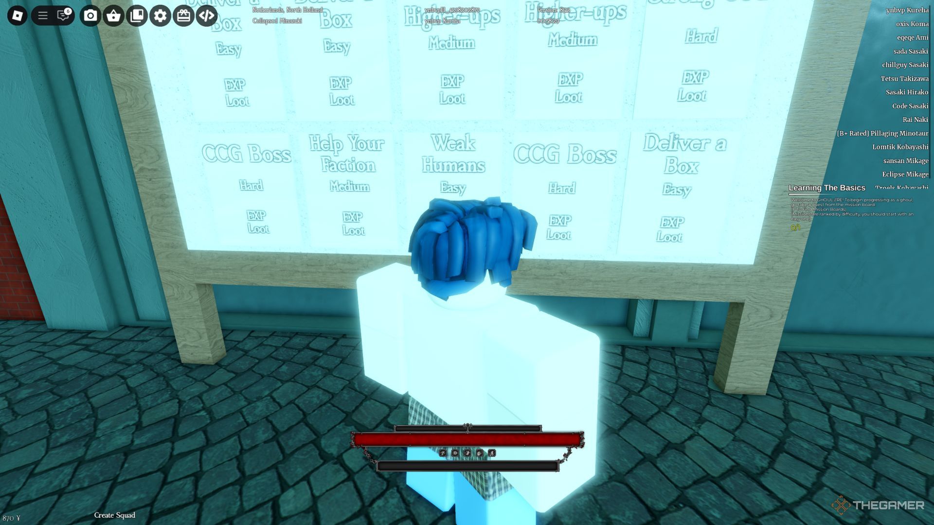 The player character shows the mission board in Ghoul Re.