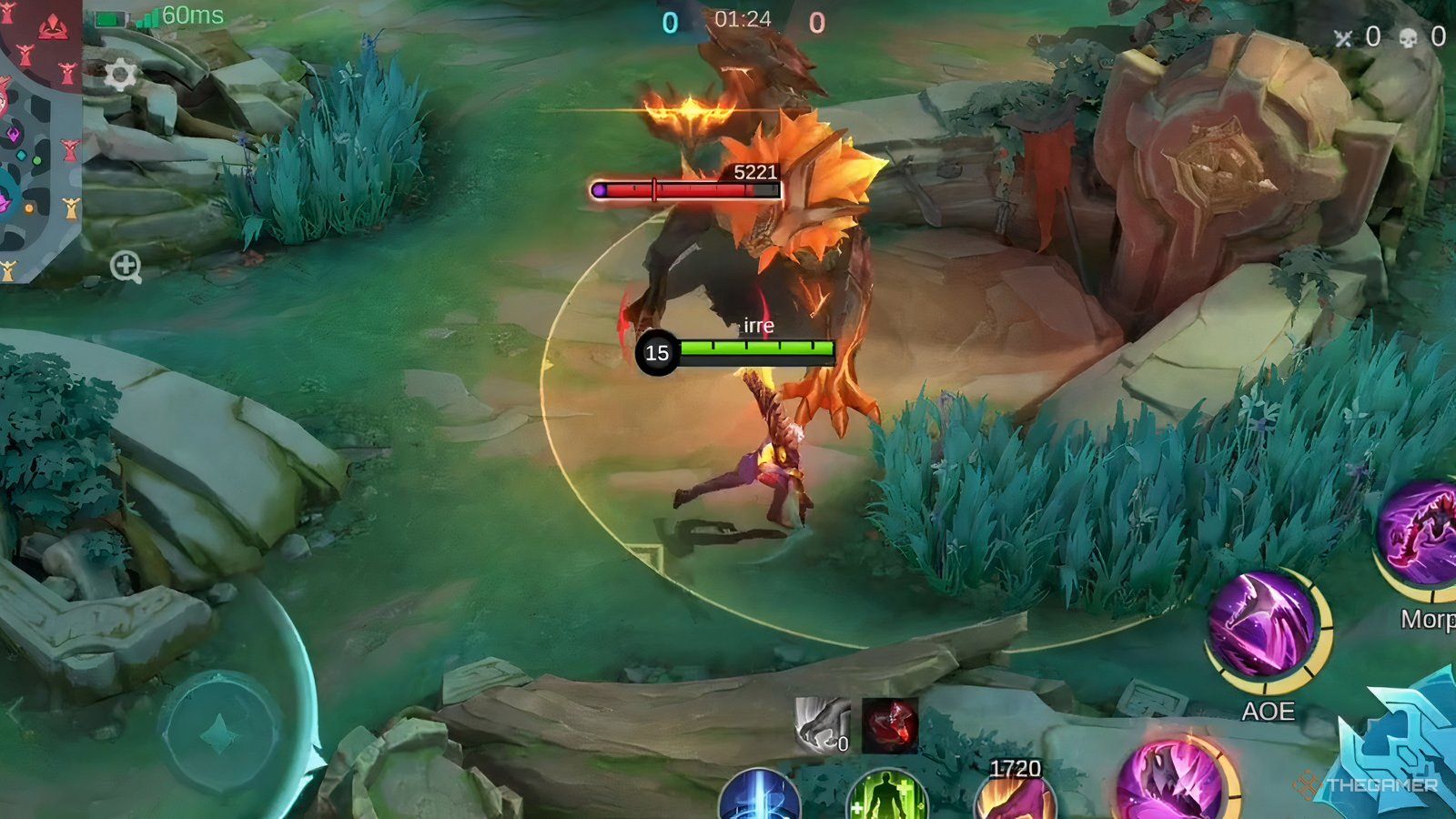Mobile Legends, Hanzo showing his passive mark on a jungle monster.