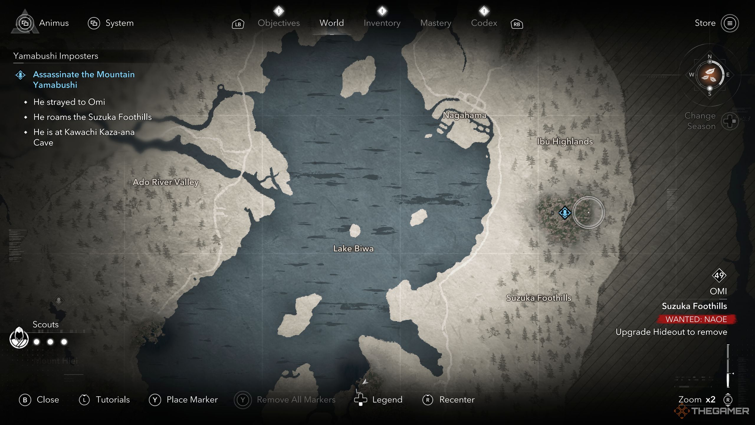 Mountain Yamabushi location on the map in AC Shadows.