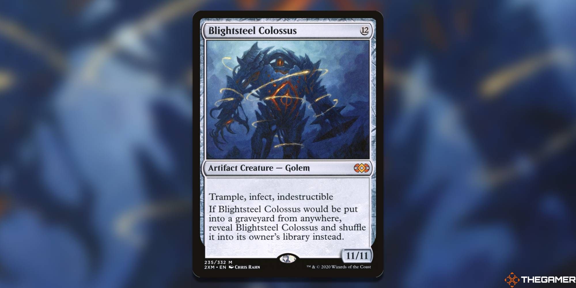 The Blightsteel Colossus card, from Double Masters.