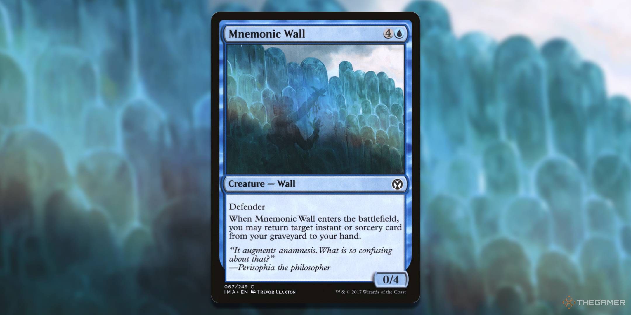 MTG Mnemonic Wall card with the art in the background.