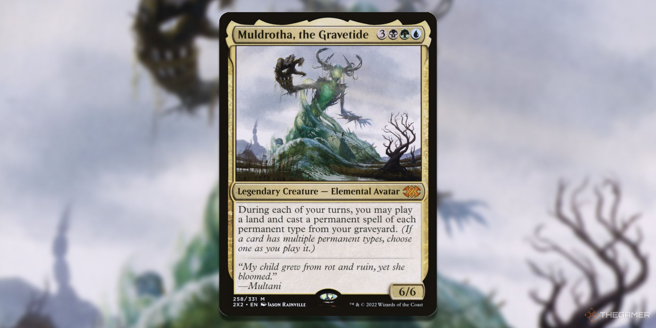 Muldrotha, the Gravetide card with the art in the background.
