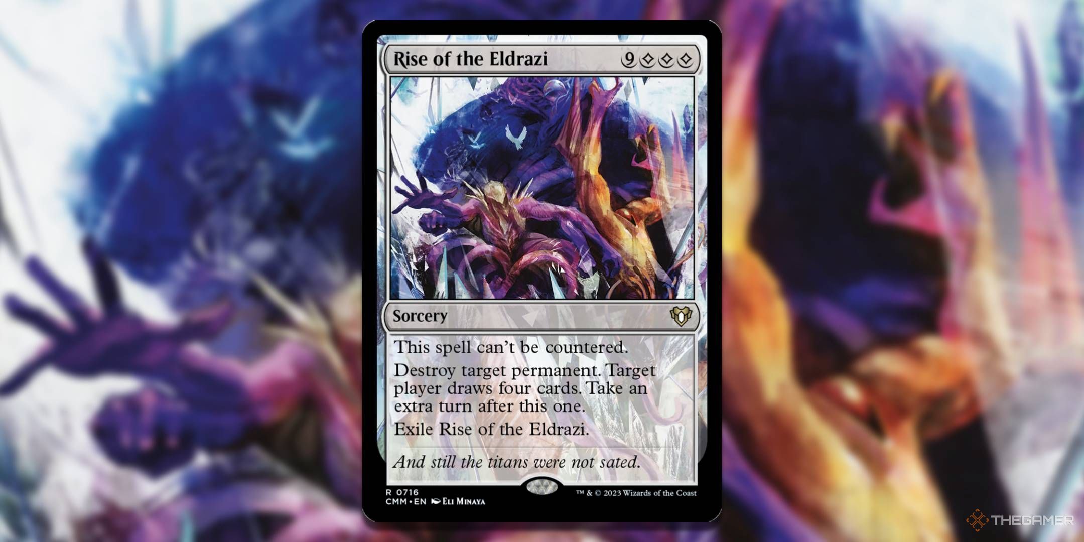 MTG Rise of the Eldrazi card with the art in the background.