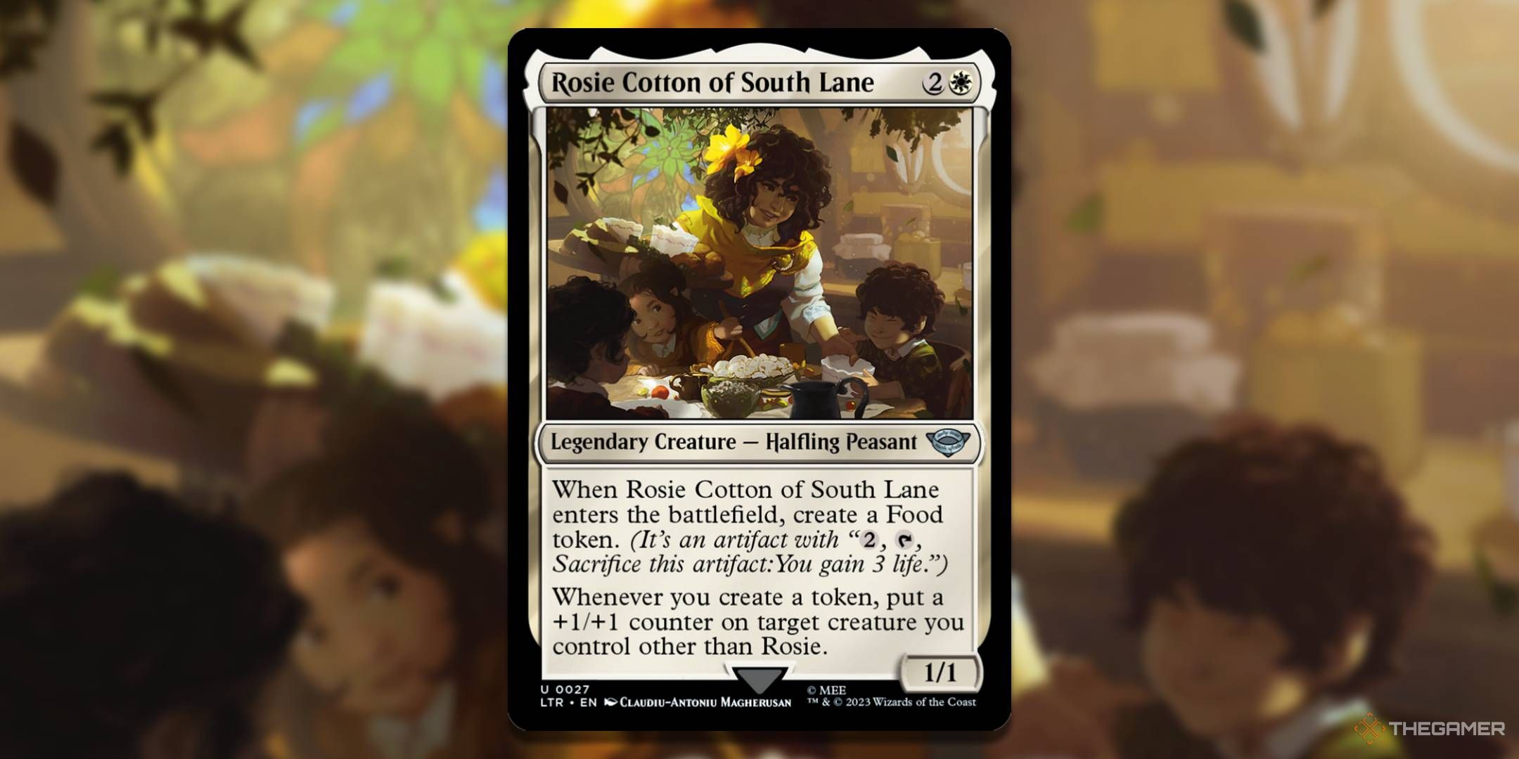MTG Rosie Cotton of South Lane card with the art in the background.