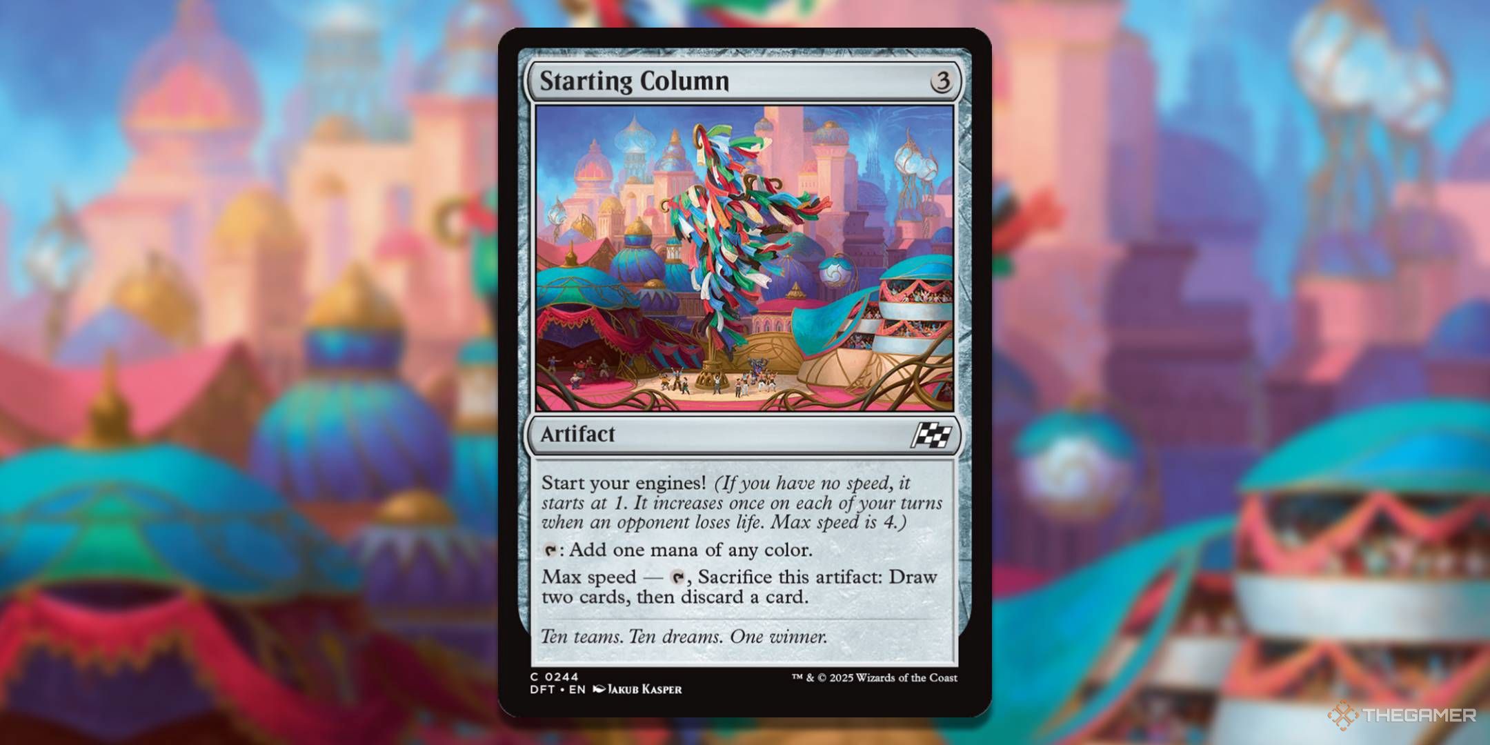MTG Starting Column card with the art in the background.