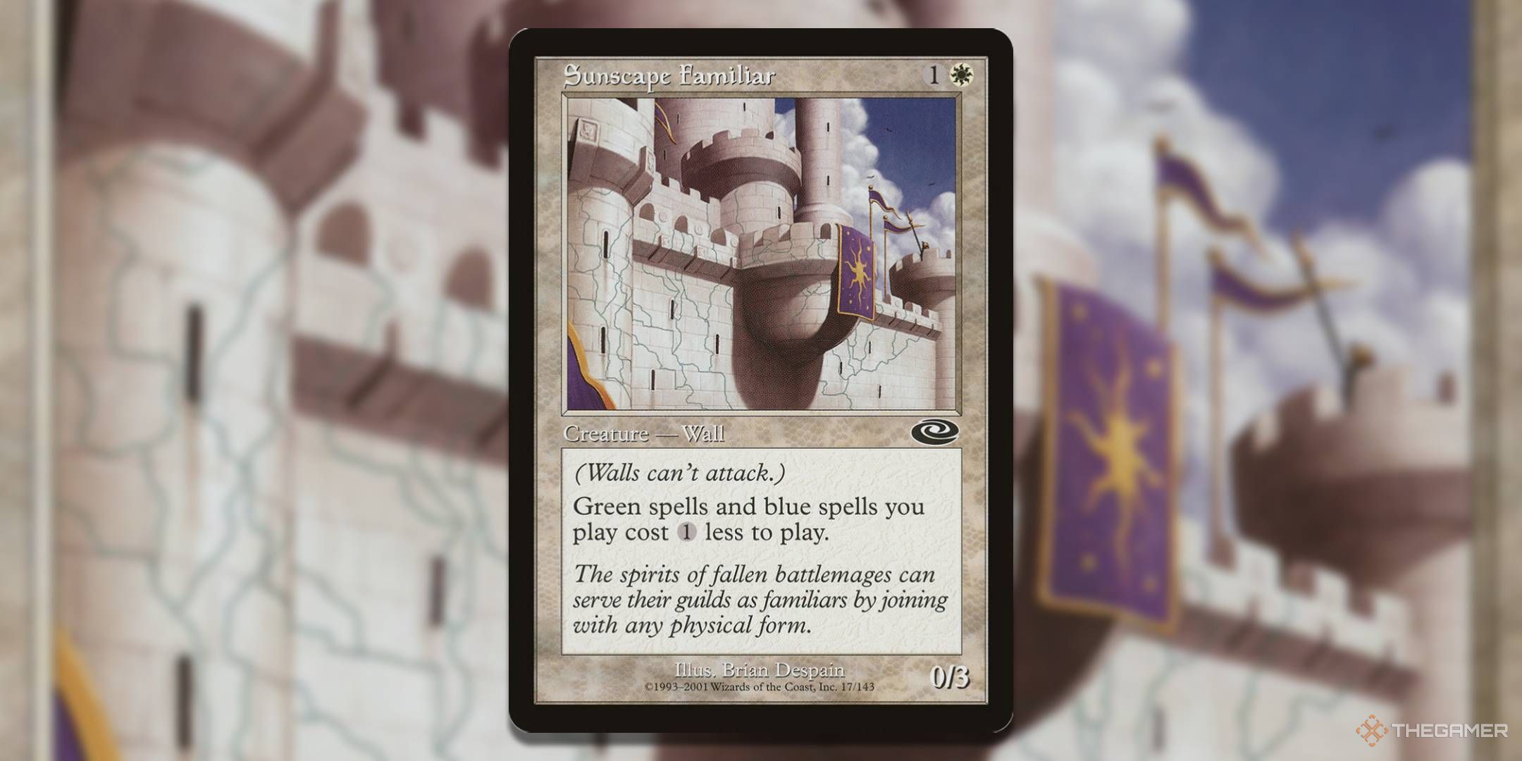 MTG Sunscape Familiar card with the art in the background.