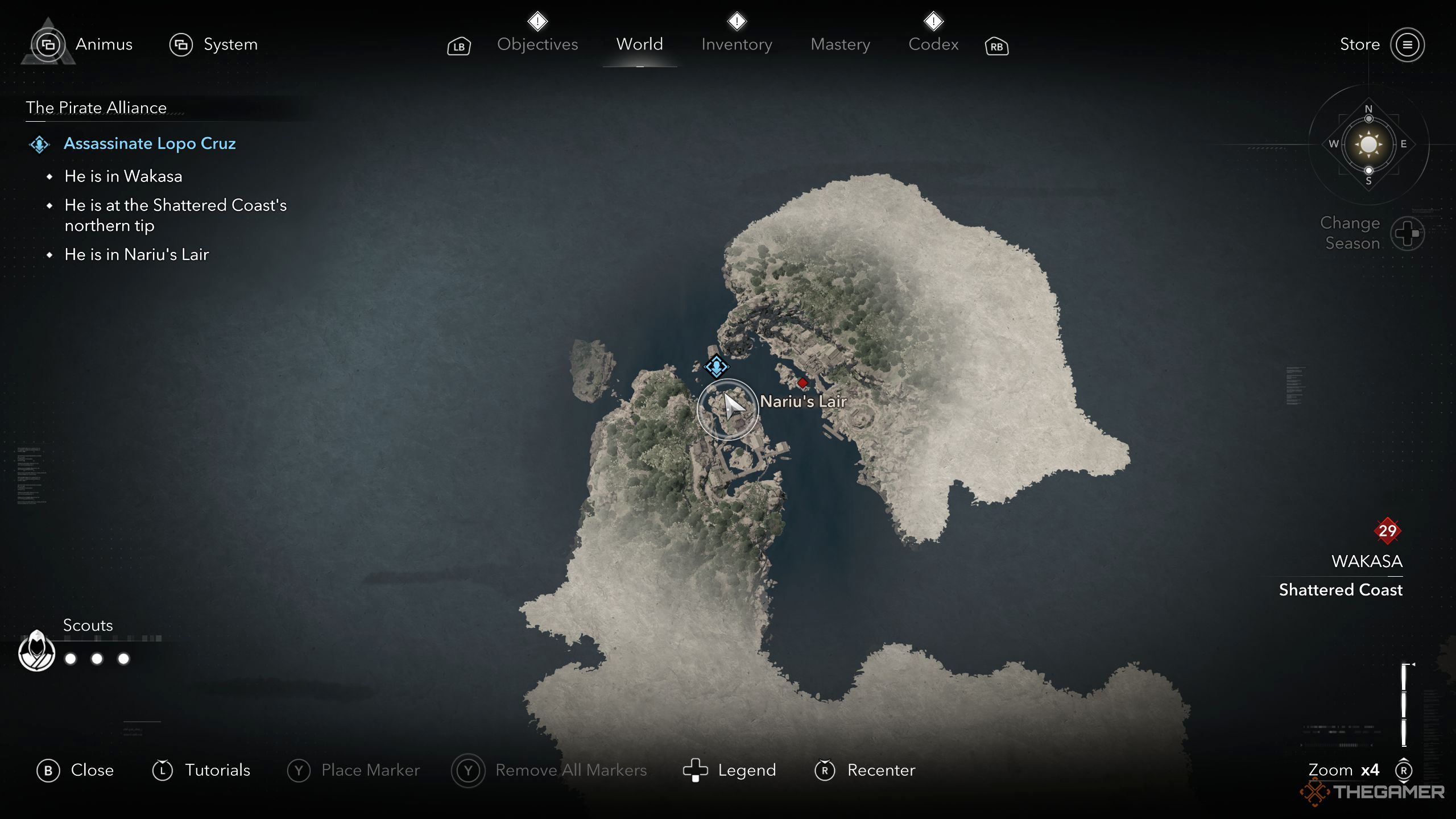 Nairu's Lair location on the map in AC Shadows.