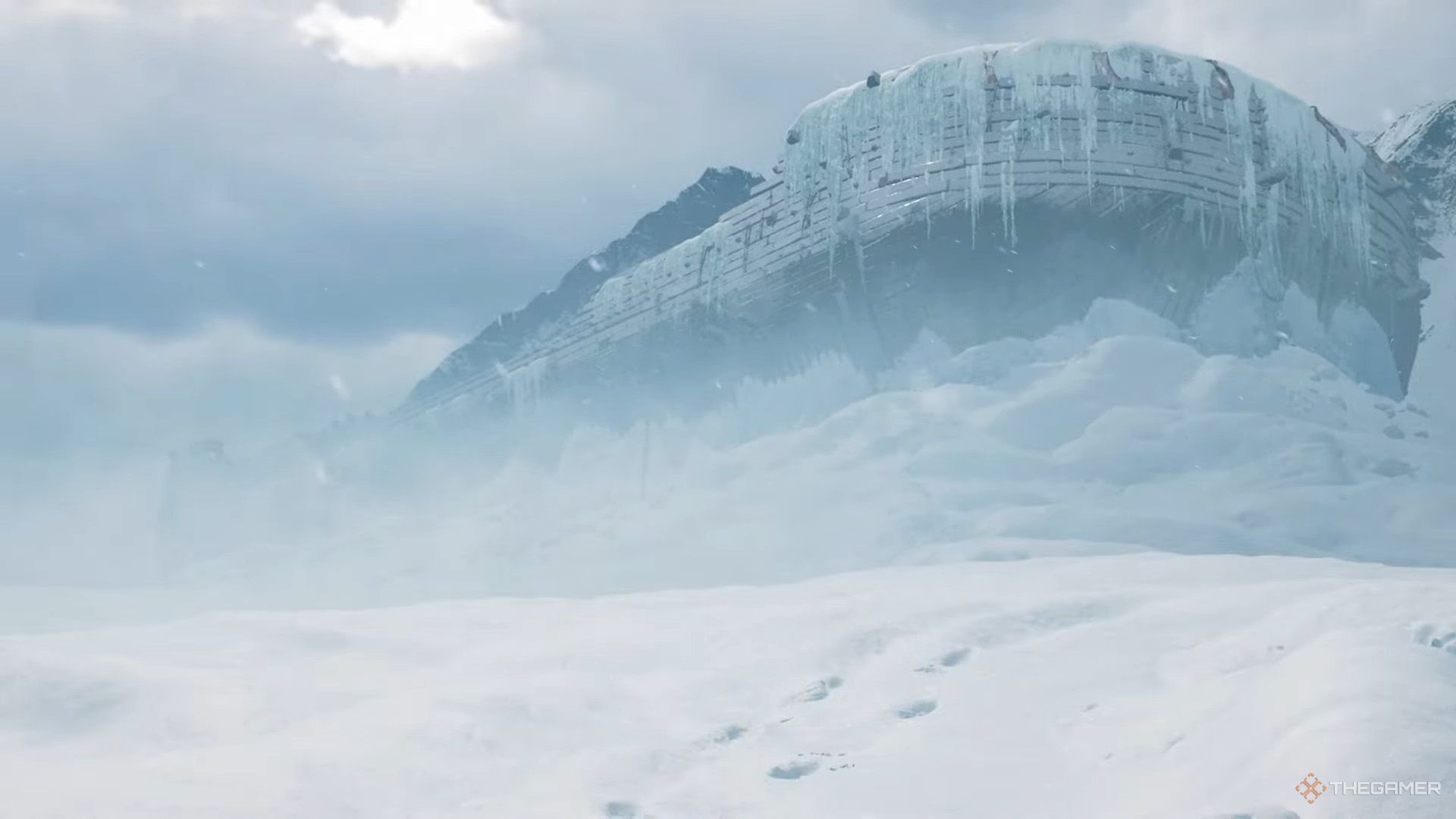 Noah's Ark is frozen in Antarctica and there are some footsteps on the snow in Indiana Jones And The Great Circle