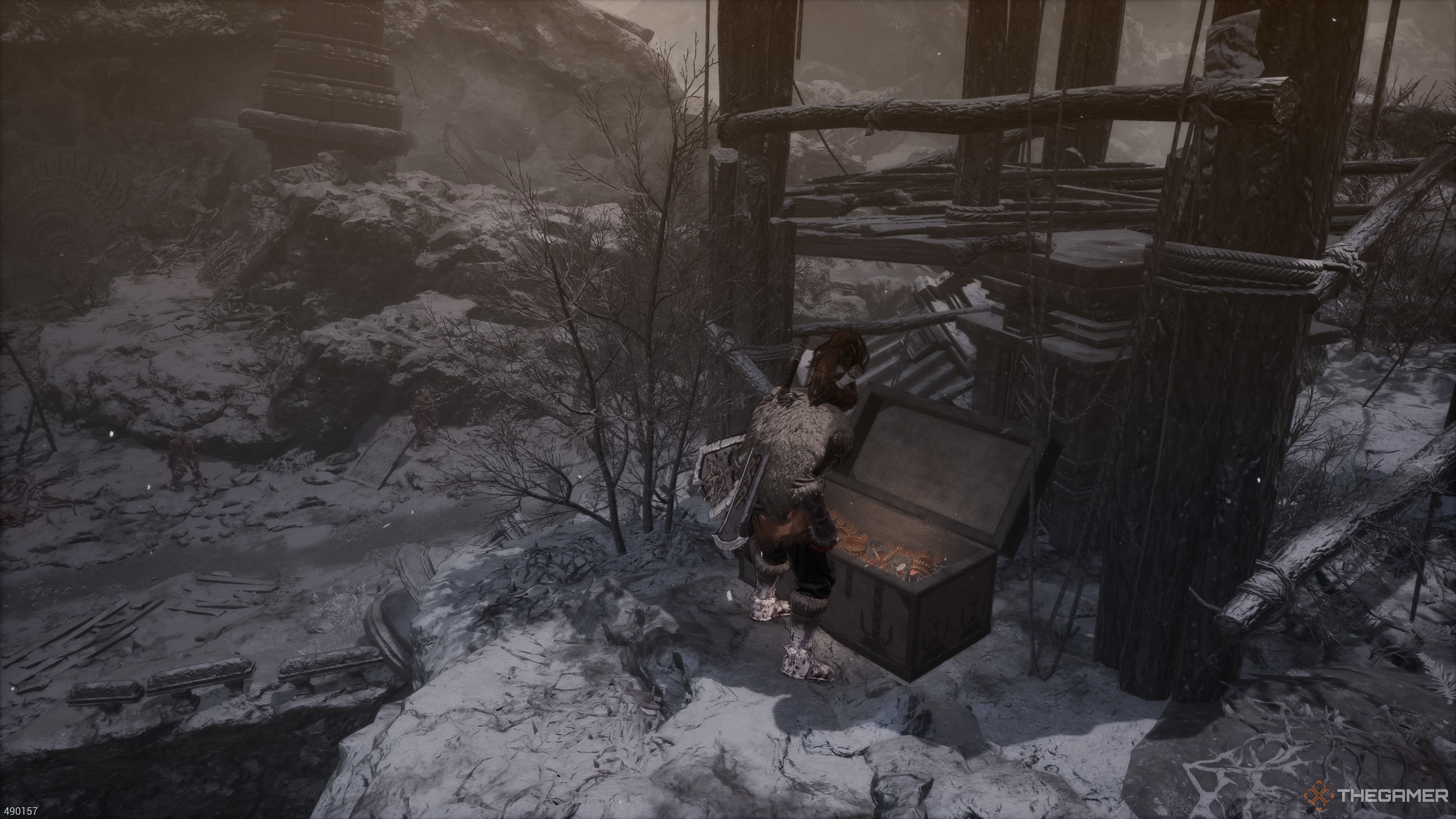 Opening the chest after defeating the undead warrior with the greatsword in The First Berserker Khazan.