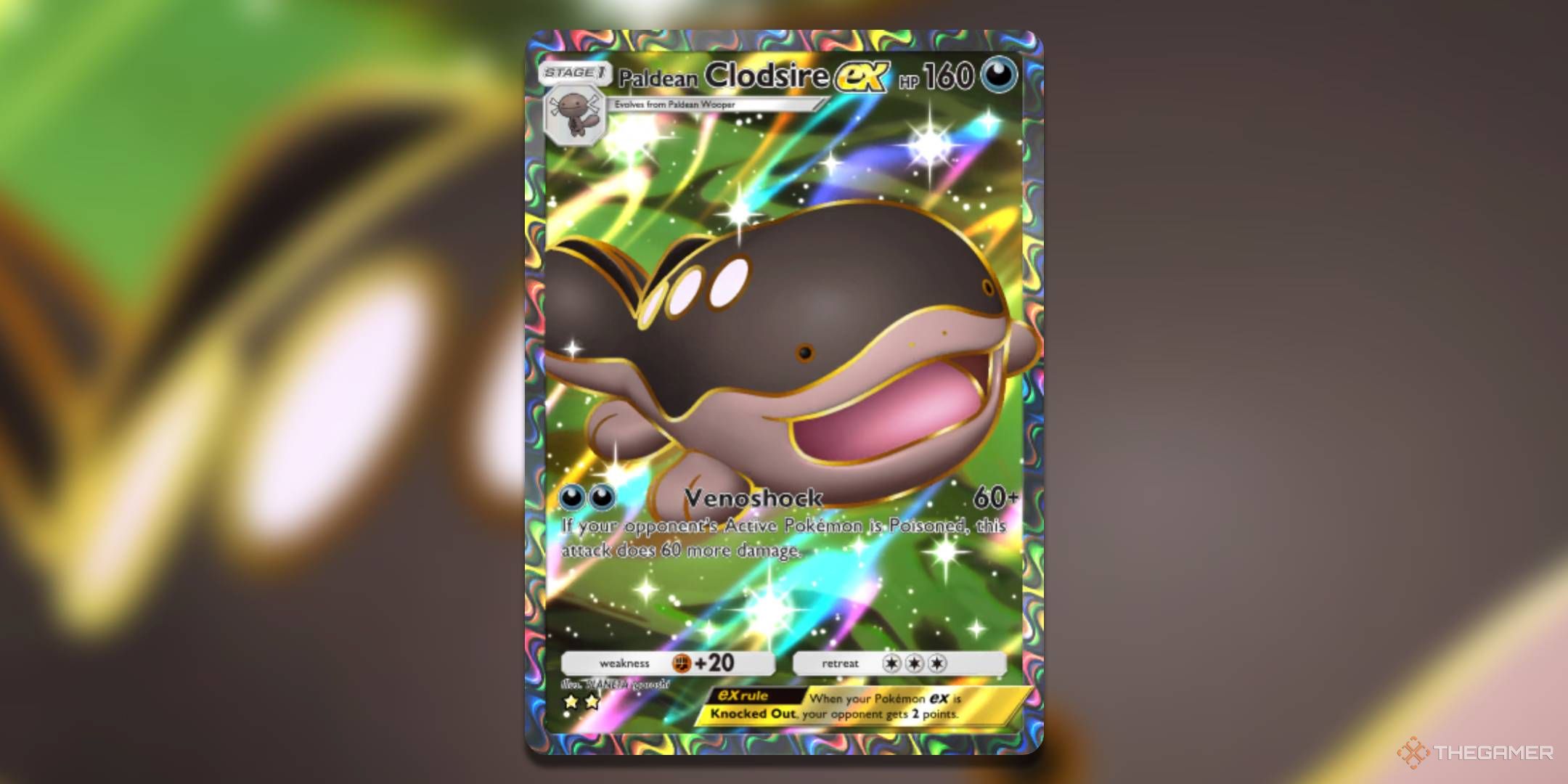 The Paldean Clodsire ex Super Rare card, from Shining Revelry.