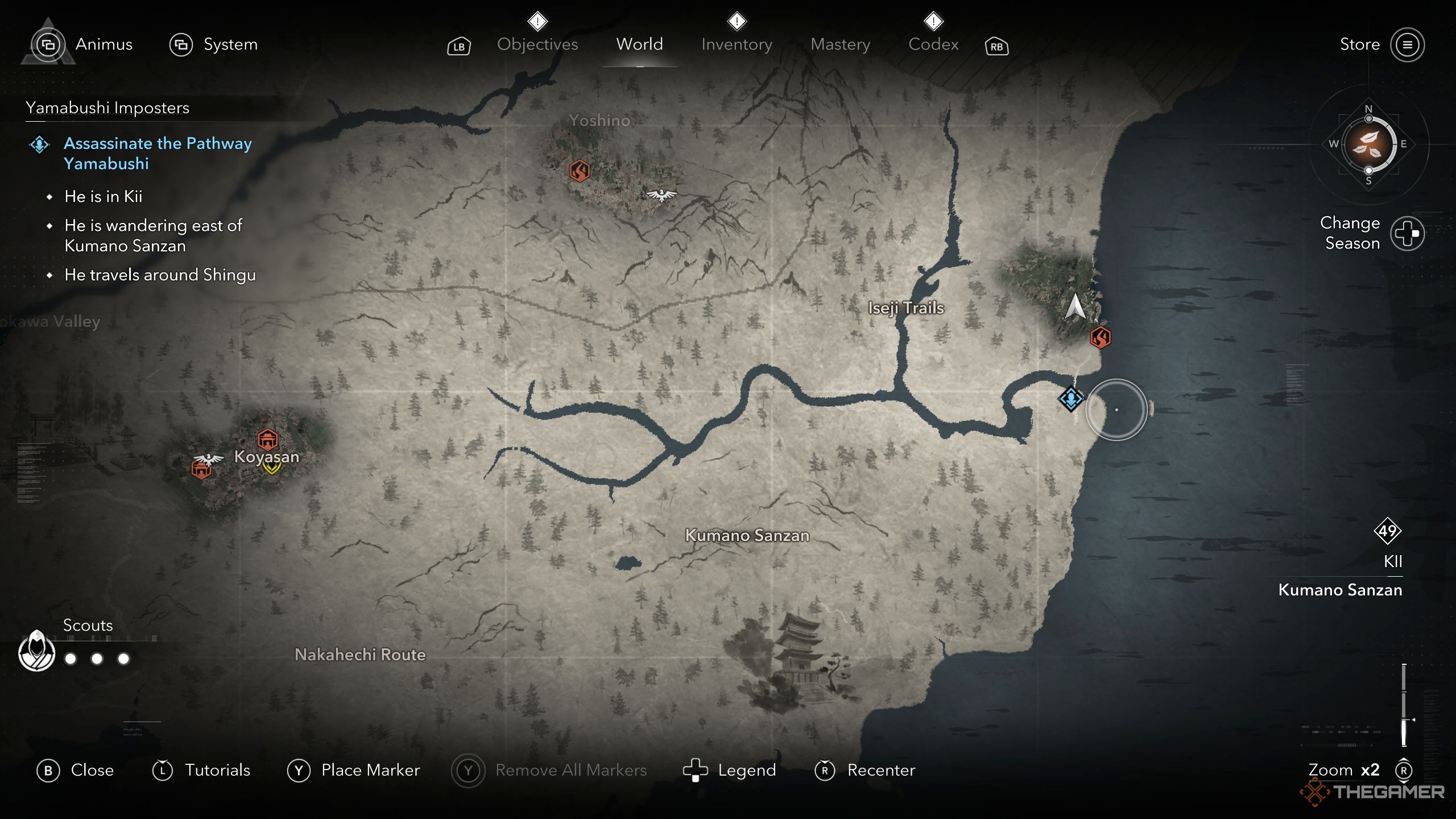 Pathway Yamabushi location on the map in AC Shadows.