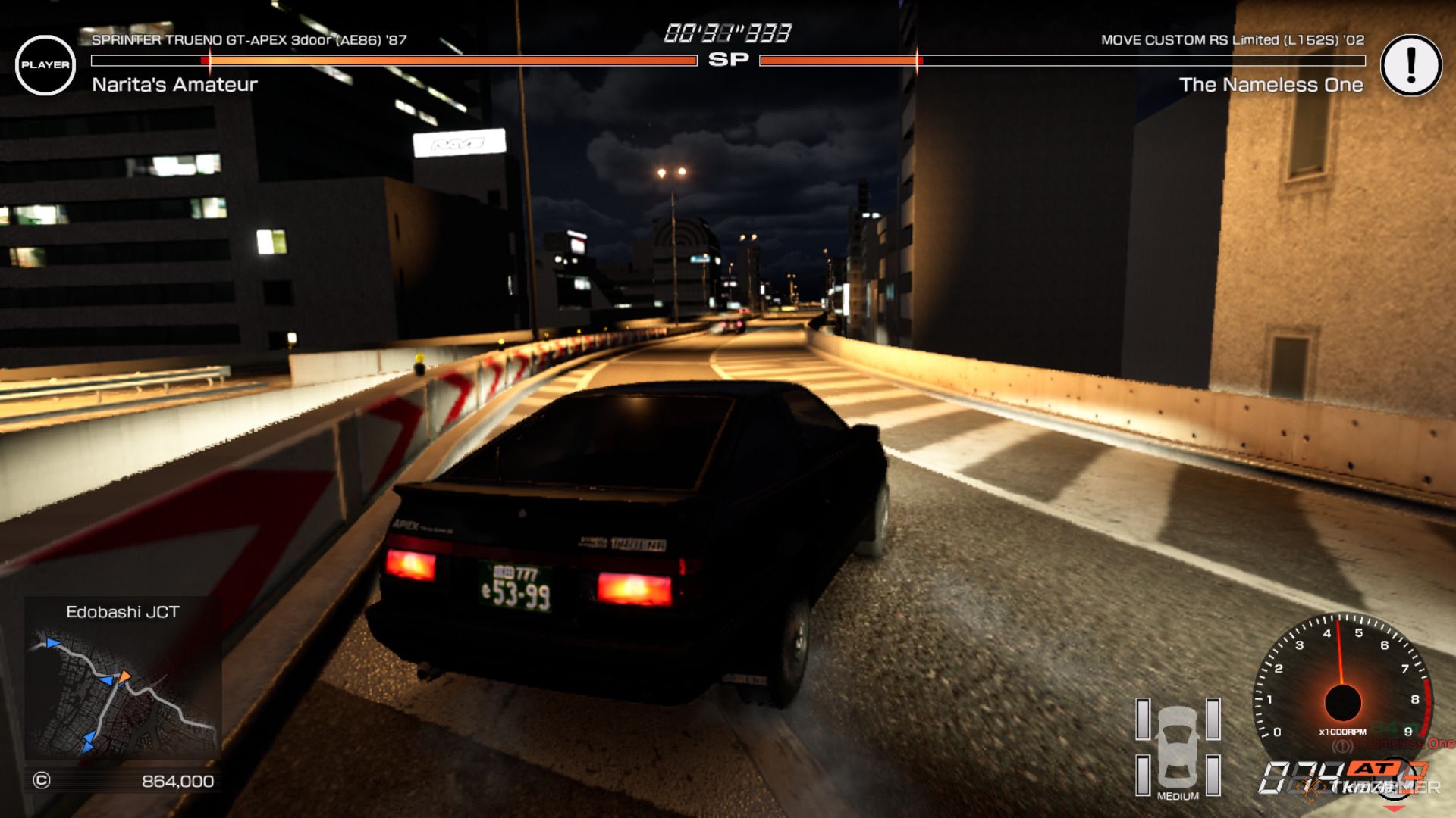 Performing a drift in Tokyo Xtreme Racer.