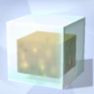 A chunk of Phozone sits in a glass case in Sims 4