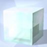 A chunk of Plathium sits in a glass case.