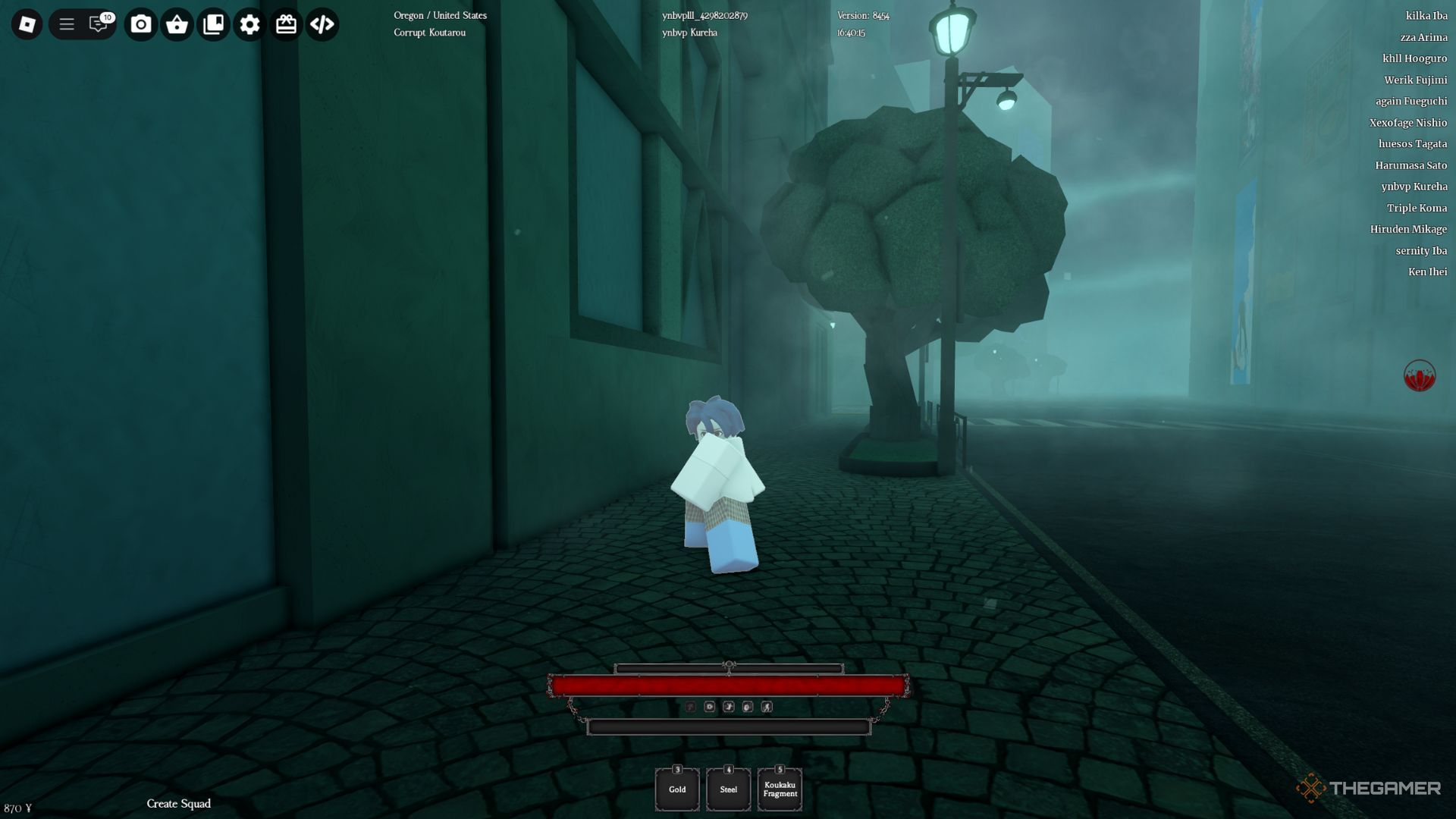 The player character is using a Dash on the street while being near the tree in Ghoul Re.