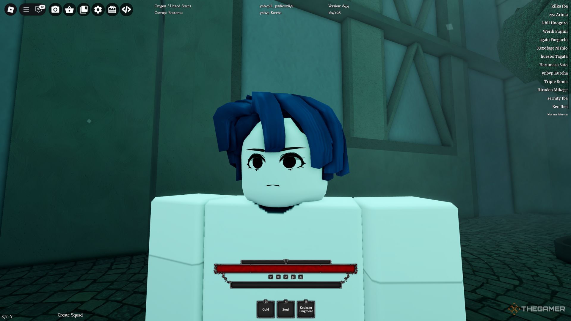 The player character with blue hair in Ghoul Re.