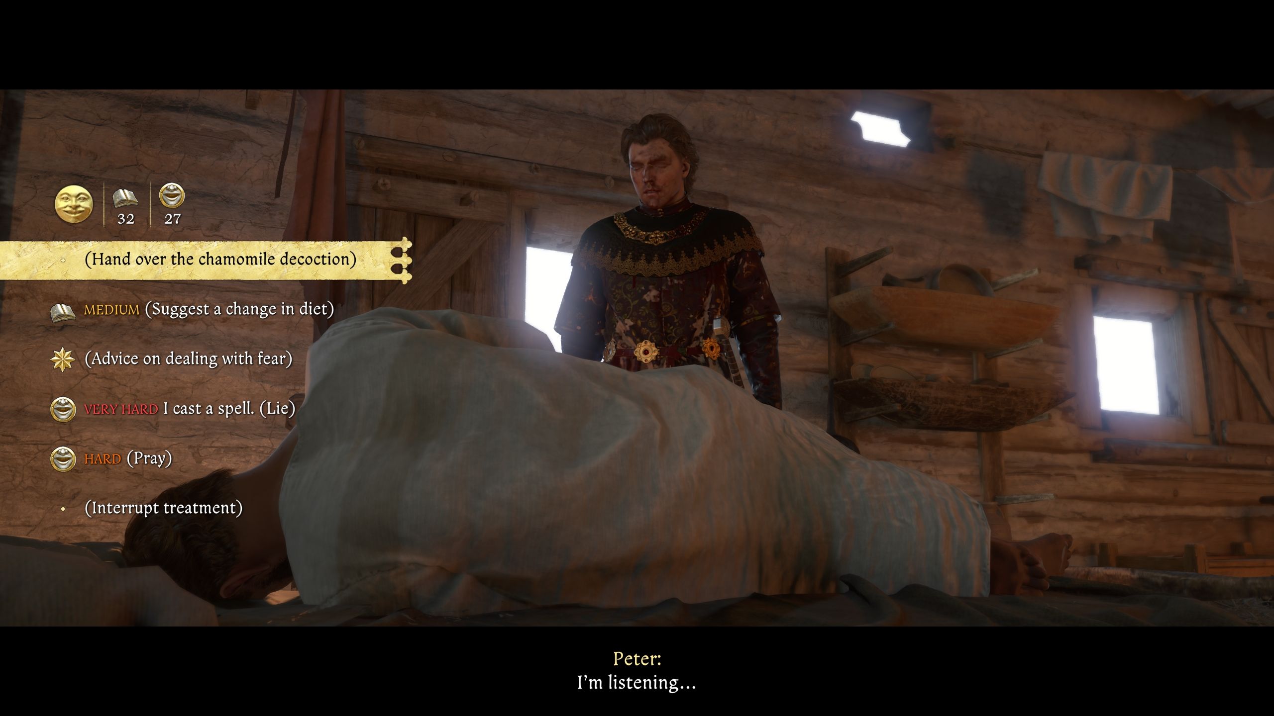 Player with the option to hand over the Chamomile Brew to Peter - kcd2