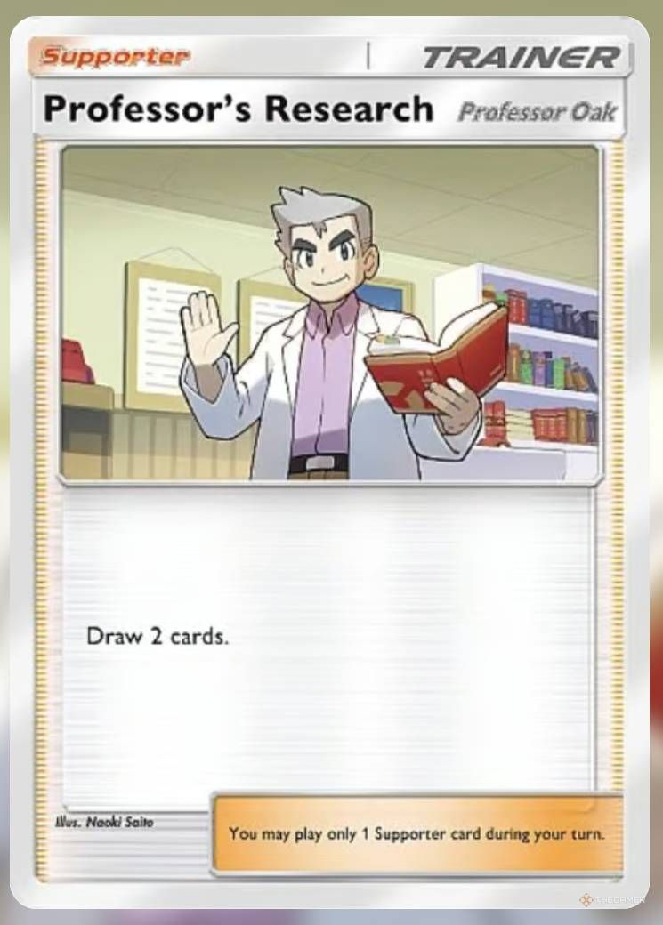 The Professor's Research Supporter card from Pokemon Trading Card Game Pocket.