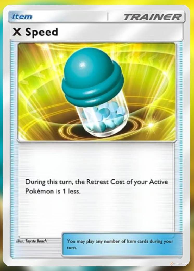 The X Speed promo card, from Pokemon TCG Pocket.