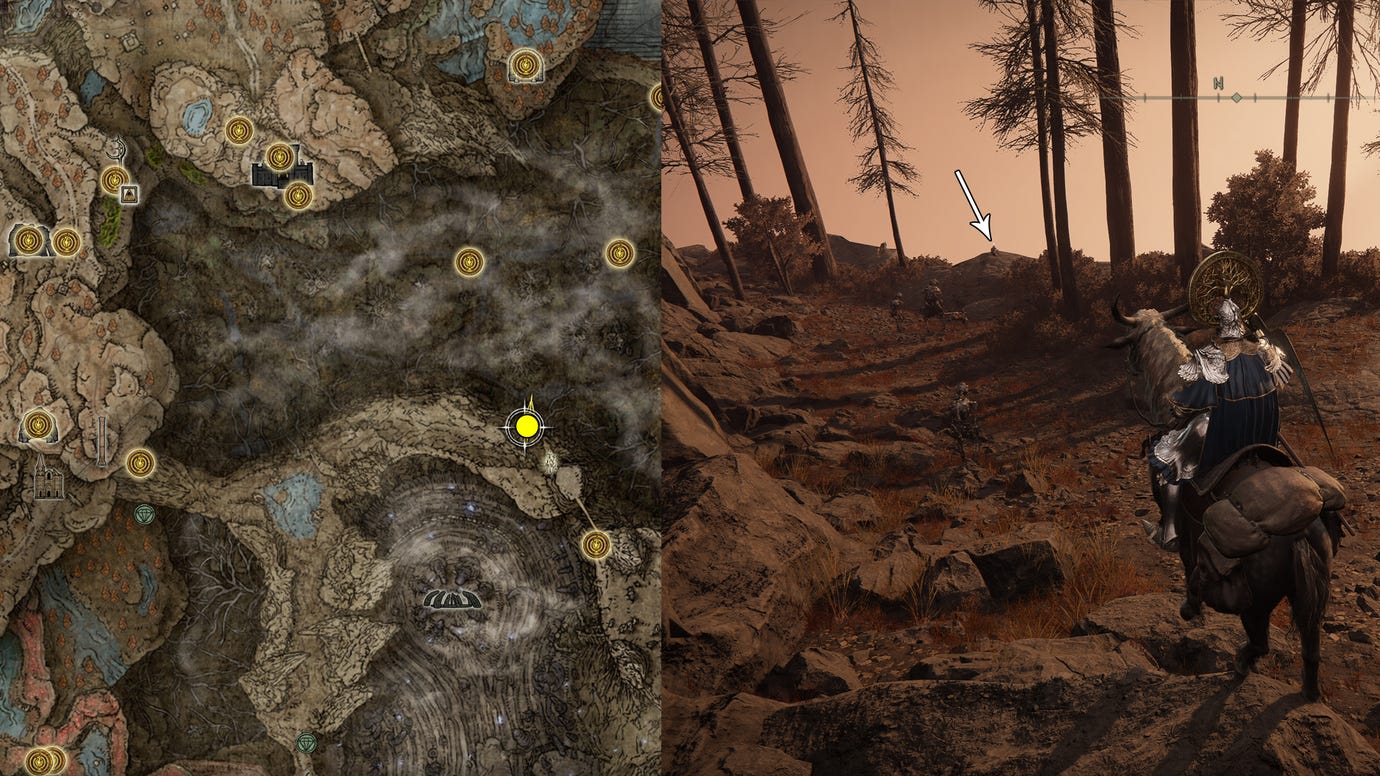 The location of Greater Potentate’s Cookbook [6] in Elden Ring.