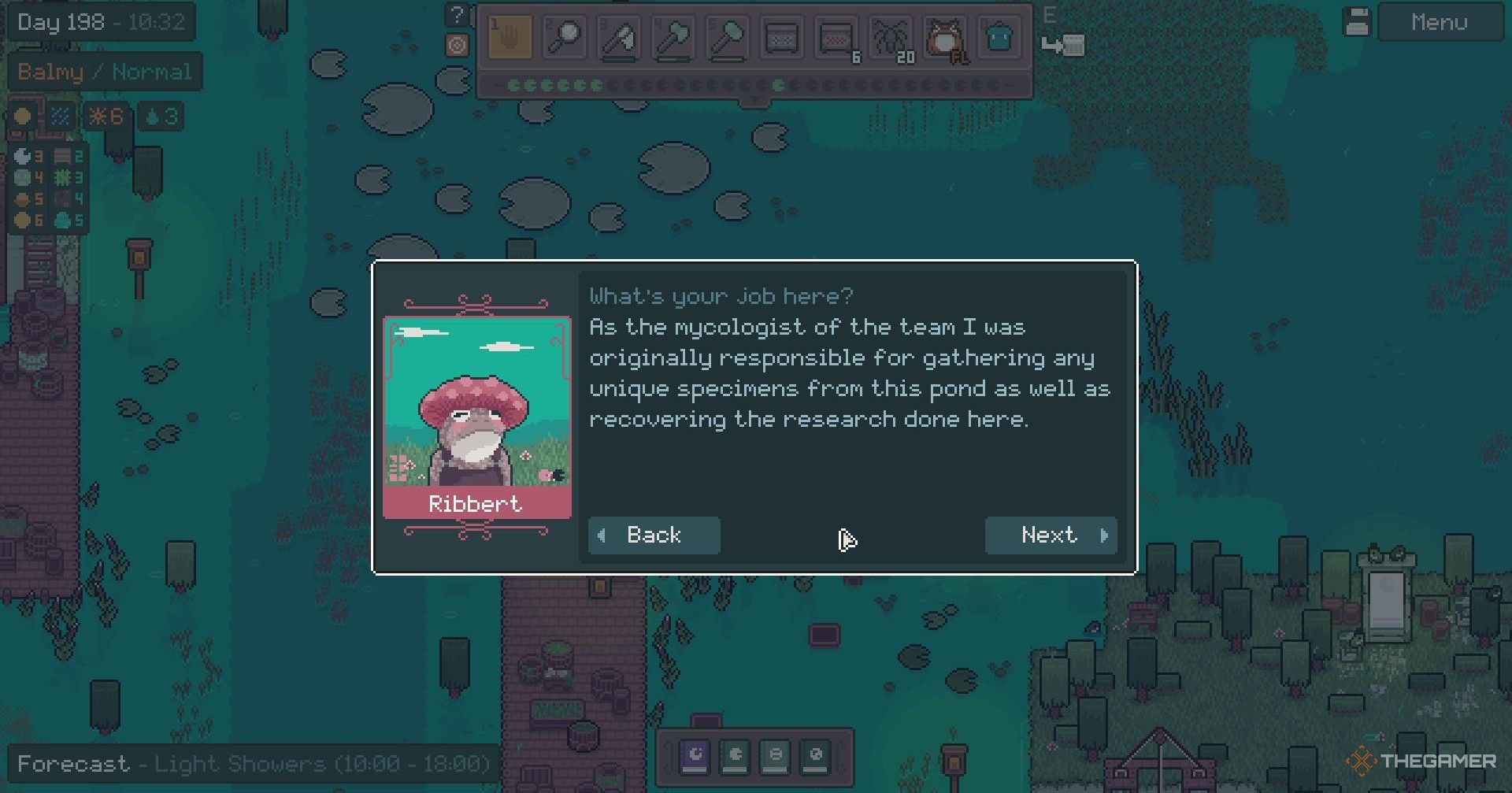 Ribbert telling you about other frogs in Mudborne.