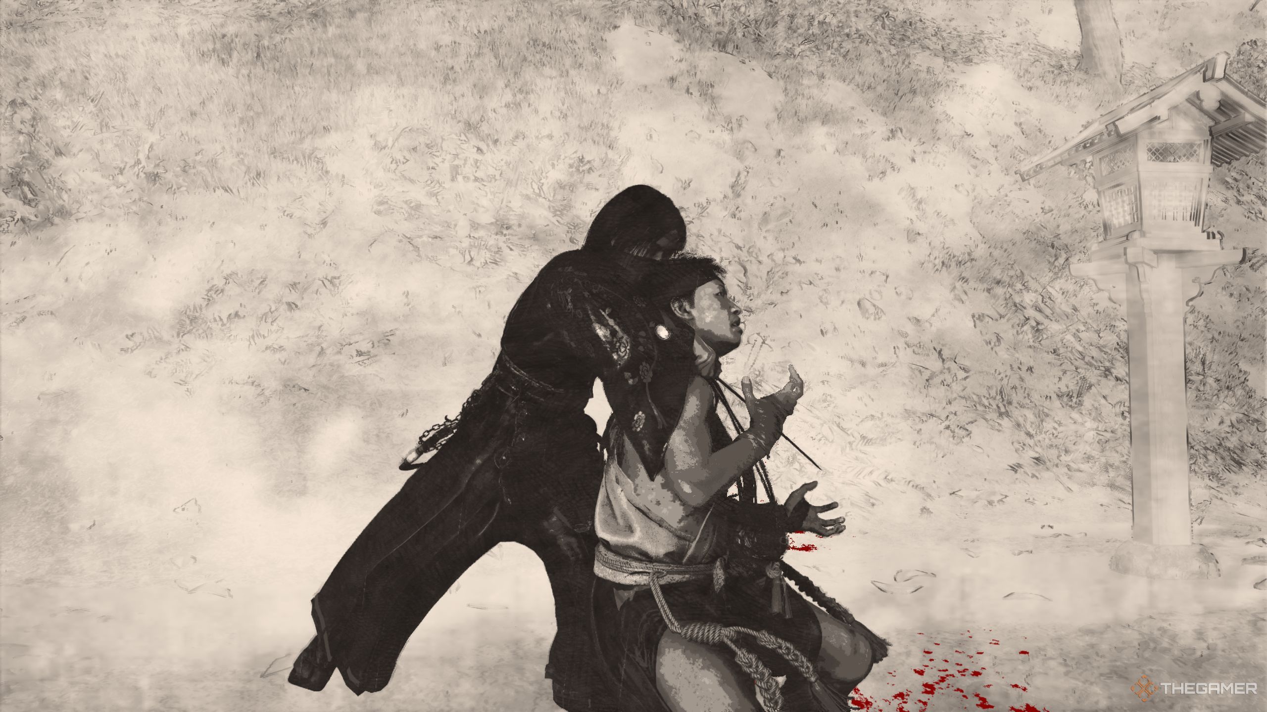 Naoe Assassinating The River Yamabushi in AC Shadows.