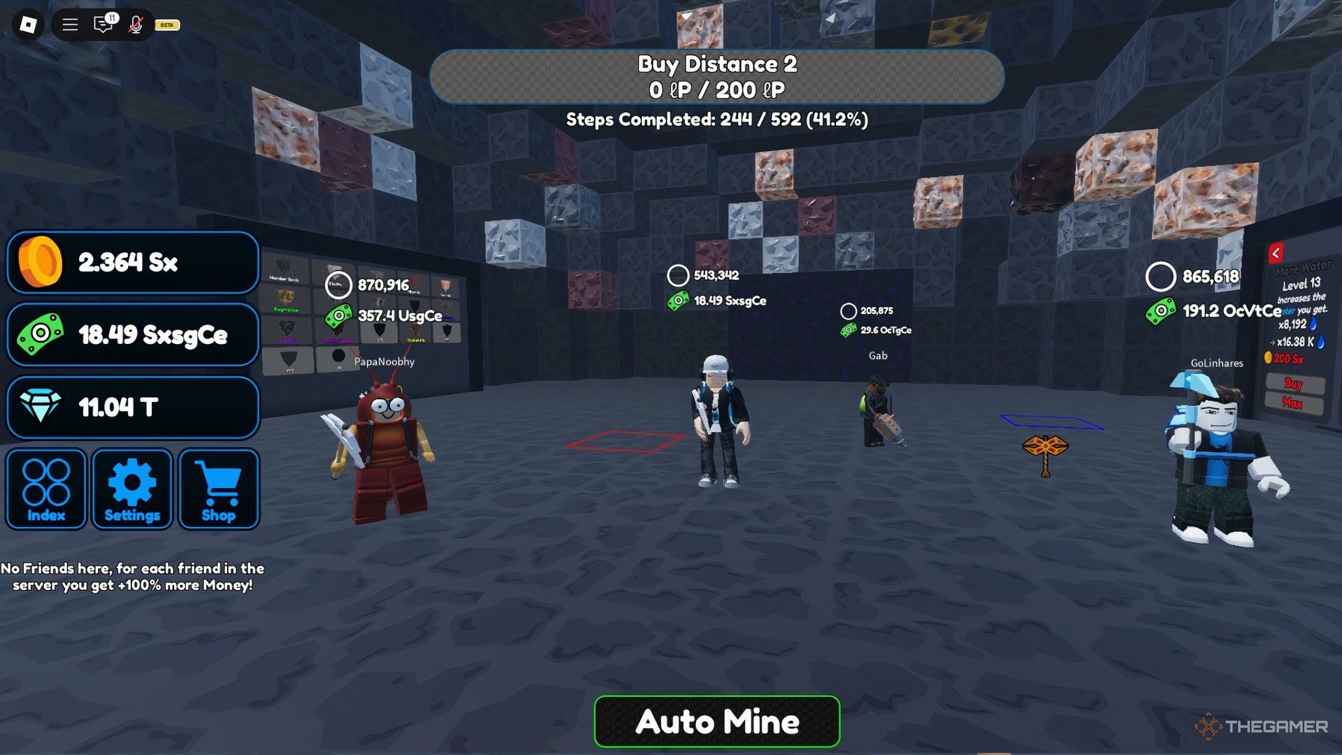 Roblox Circle Grinding Incremental, Four Players Mining Ores Standing in Cave Six