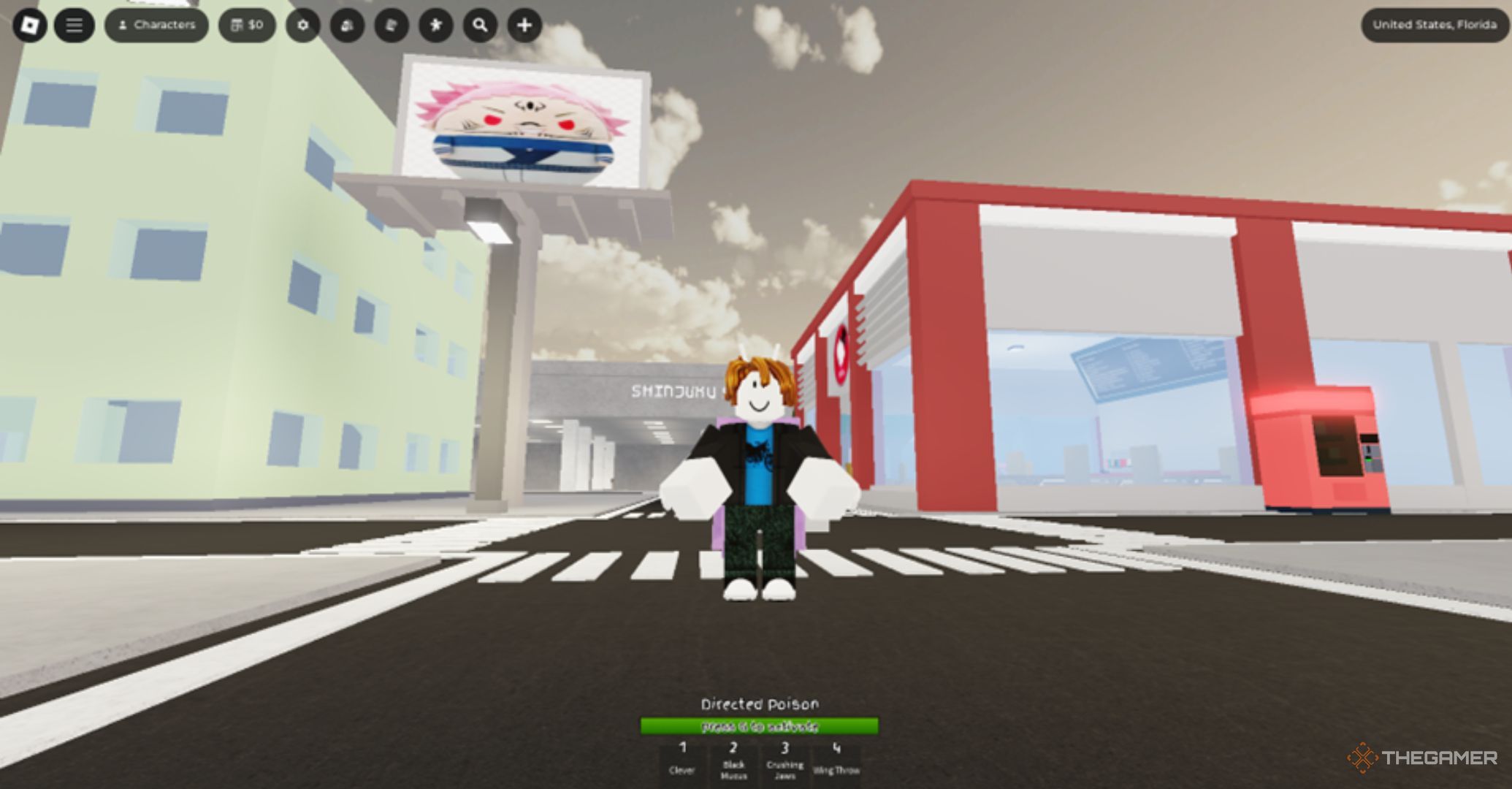 Roblox Jujutsu Shenanigans Locust Guy Standing In the Street.