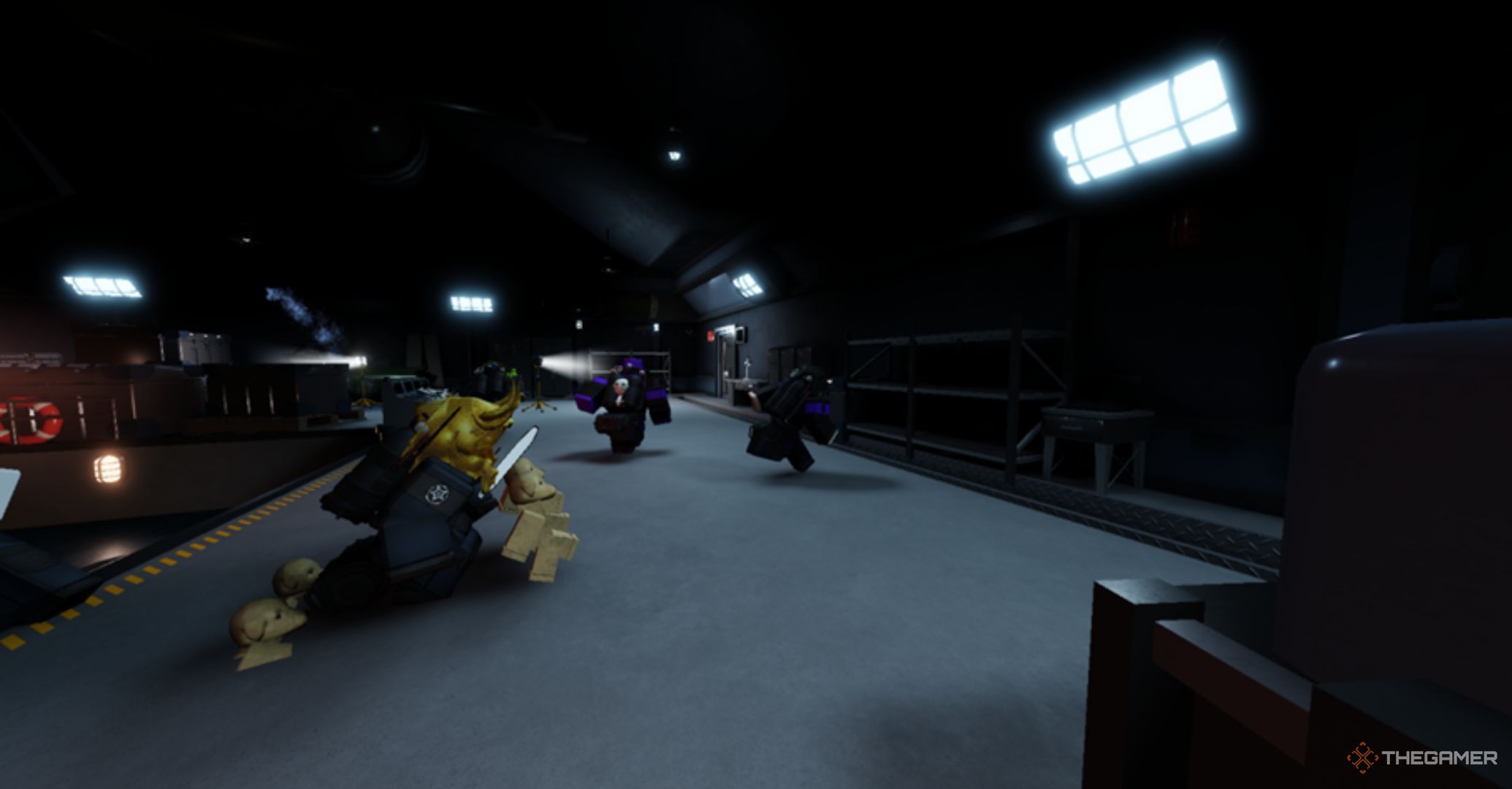 Roblox Pressure Hadal Blacksite Intro with three players running around.
