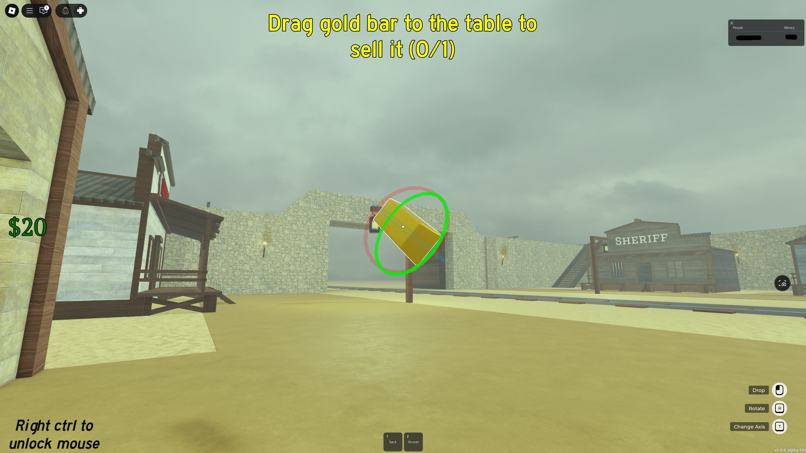 Вращение предмета в Roblox: Dead Rails.