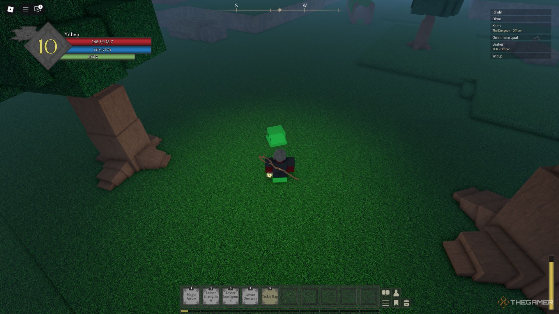 The player character shows Green Slime in the forest near the Wayshire in Rune Slayer.