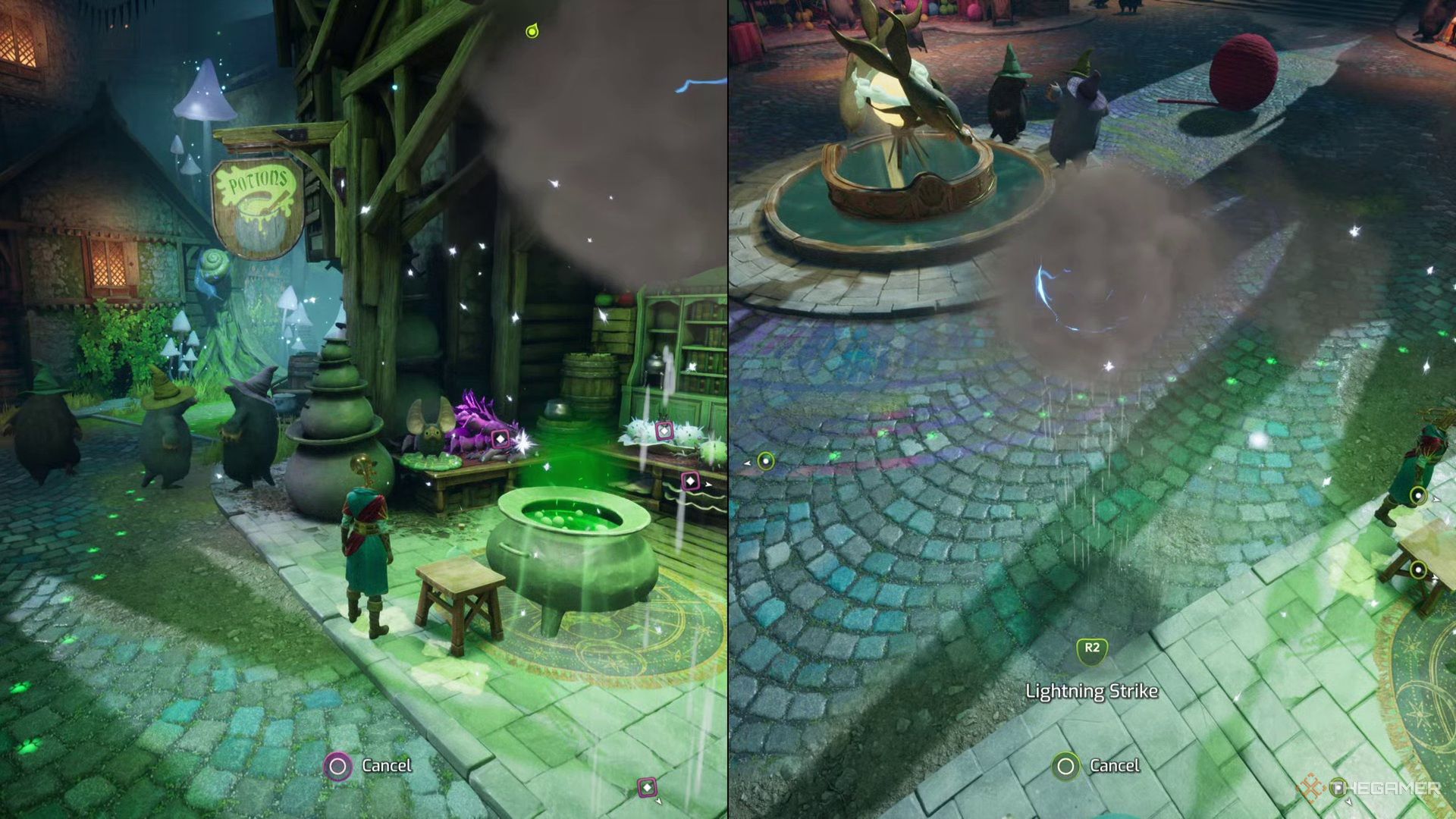 Zoe turns into a storm cloud after drinking a potion in Split Fiction.