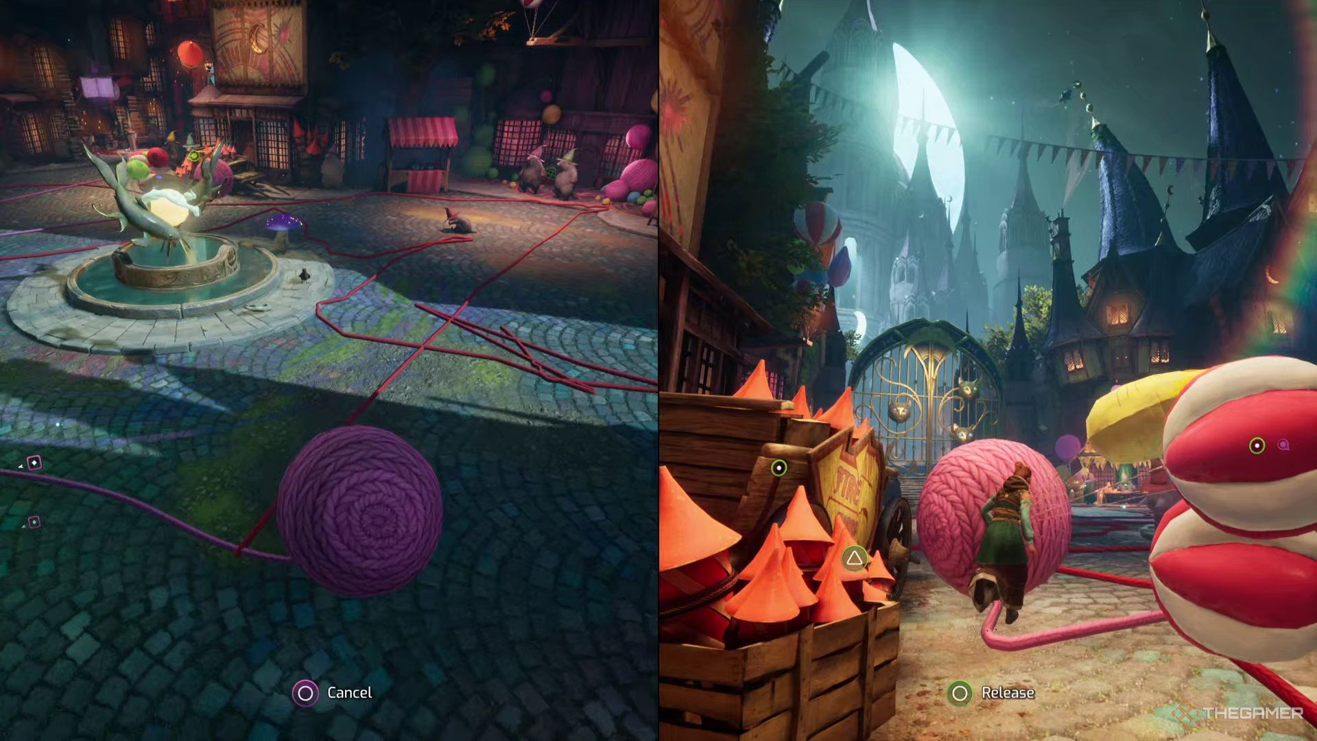 Mio transforms and rolls around as a ball of yarn in Split Fiction.