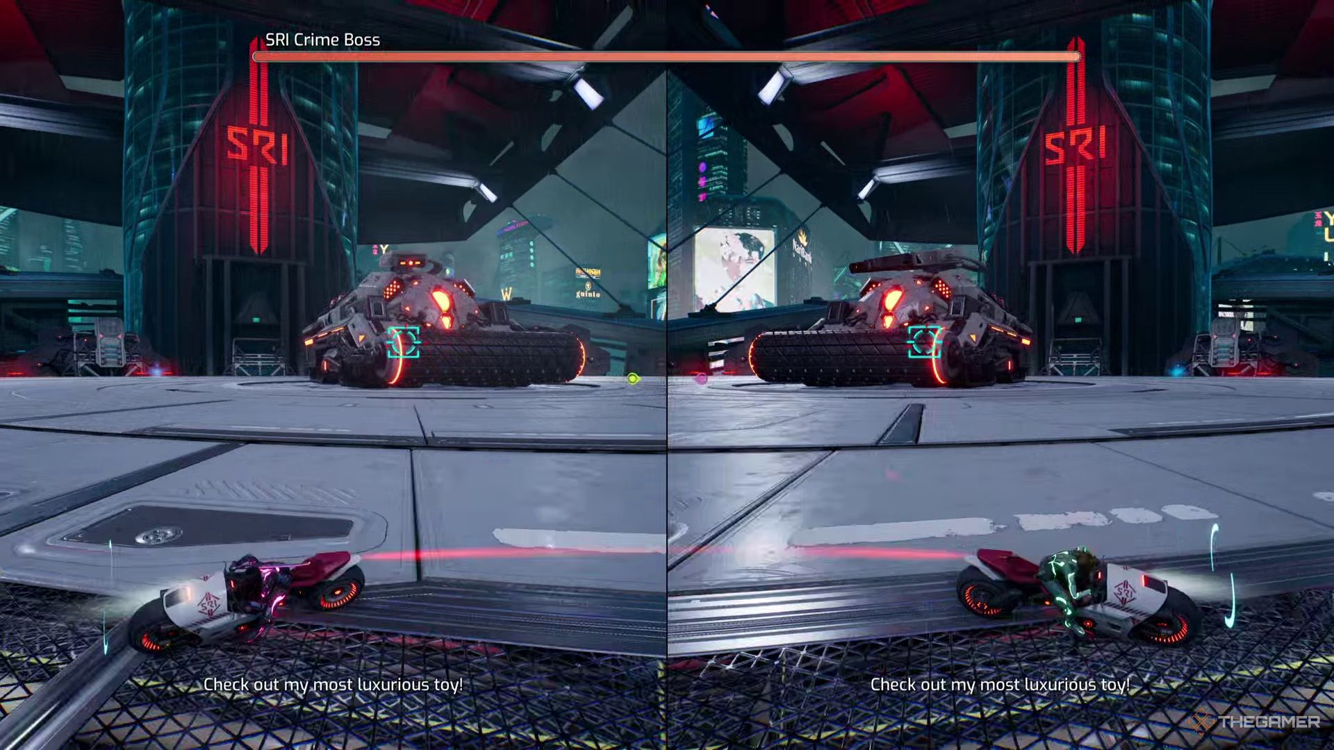 Zoe and Mio prepare to attack the SRI Crime Boss in Split Fiction.