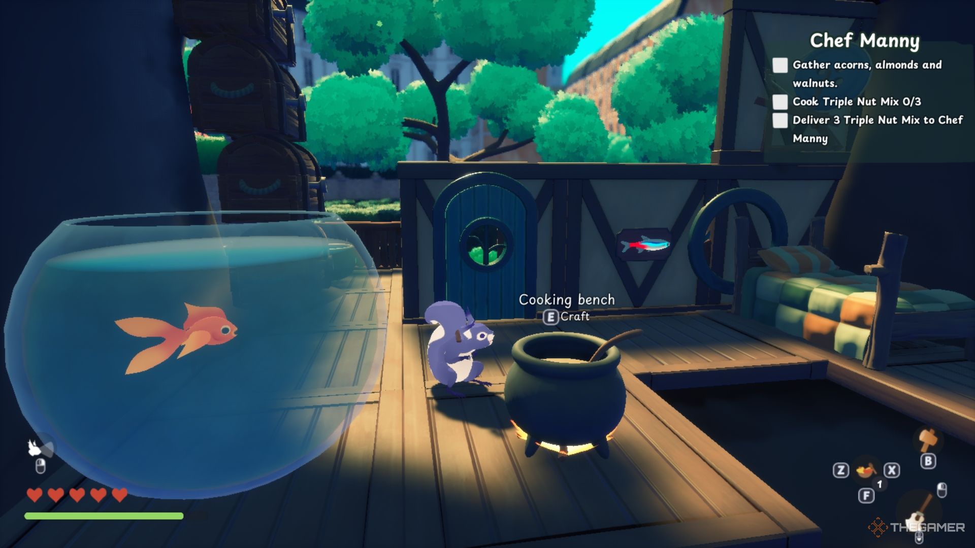 A purple squirrel next to a cauldron.