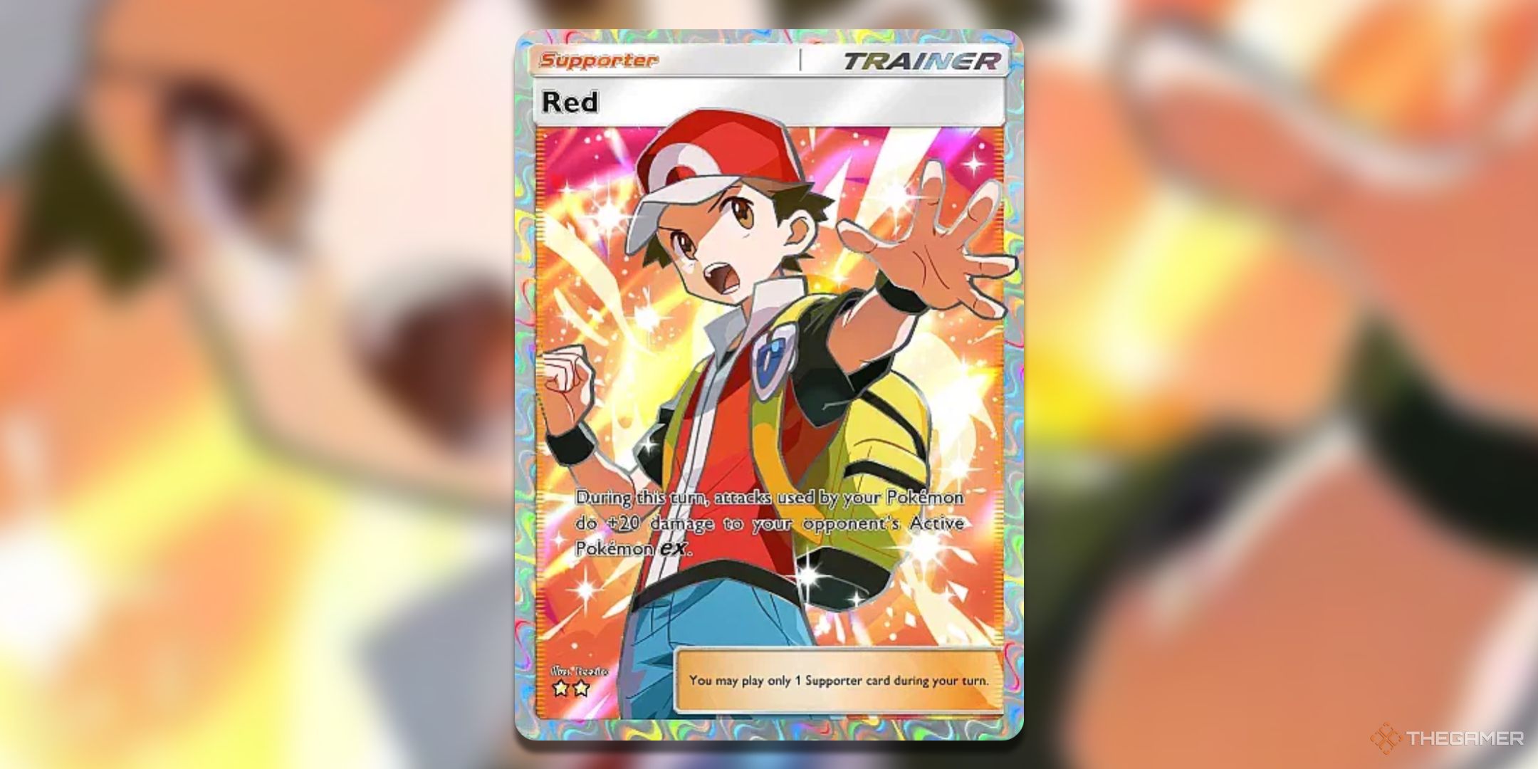 Super rare Red Pokemon TCG Pocket Shining Revelry Card Art.
