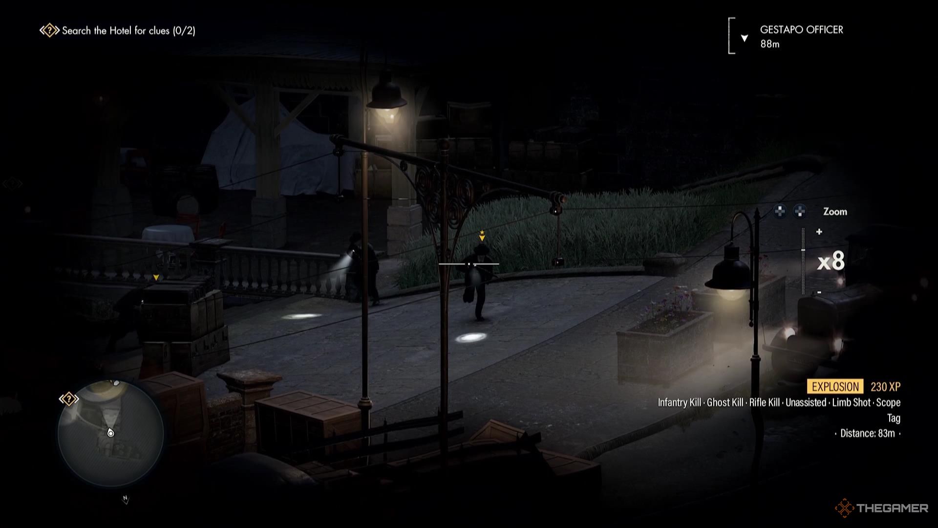 Tagging an enemy using binoculars in Sniper Elite Resistance.