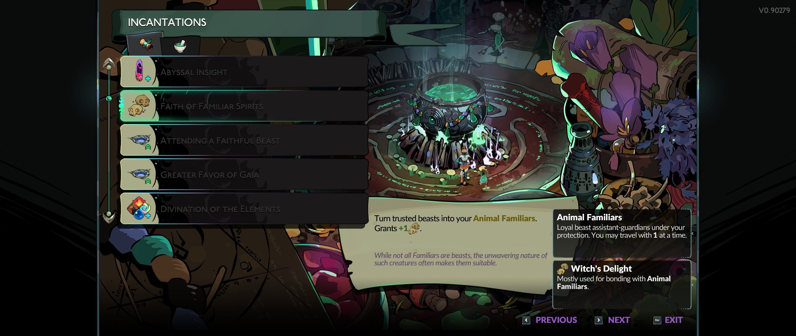 The Animal Familiars incantation in Hades 2.