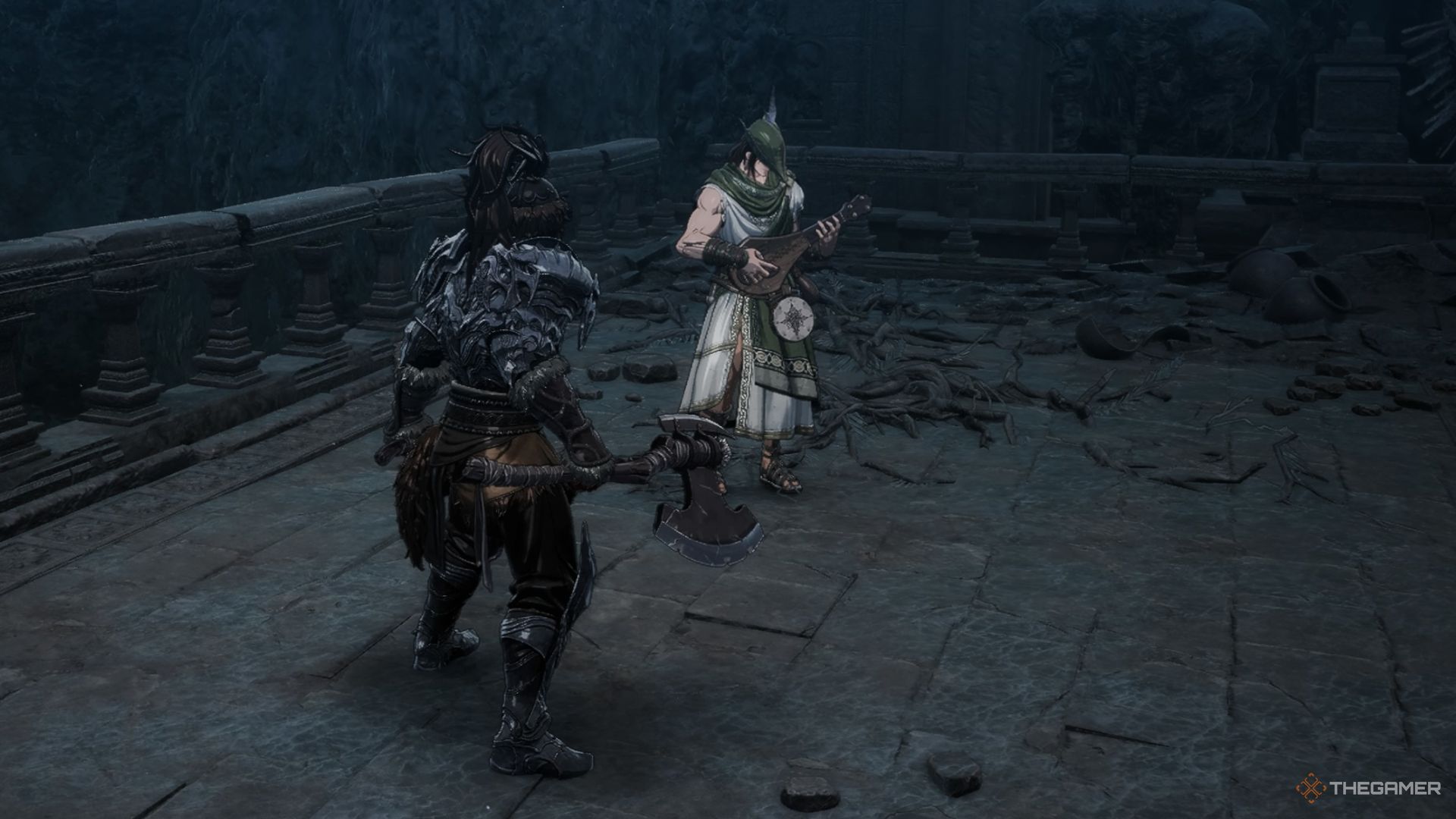 The bard in the forgotten temple in The First Berserker Khazan.