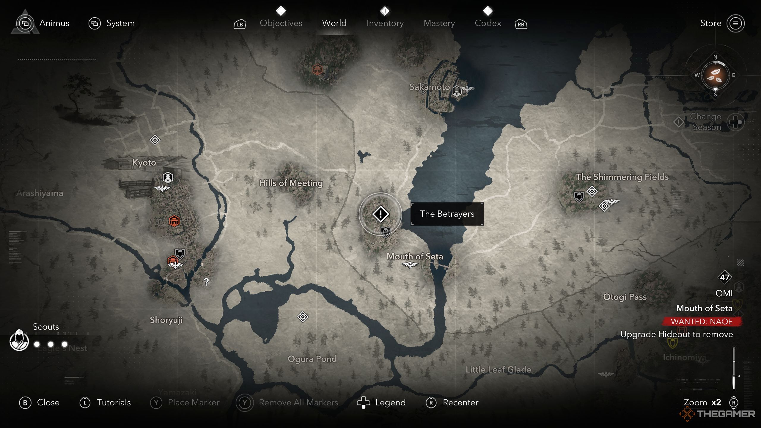 The Betrayers Quest location on the map in AC Shadows.