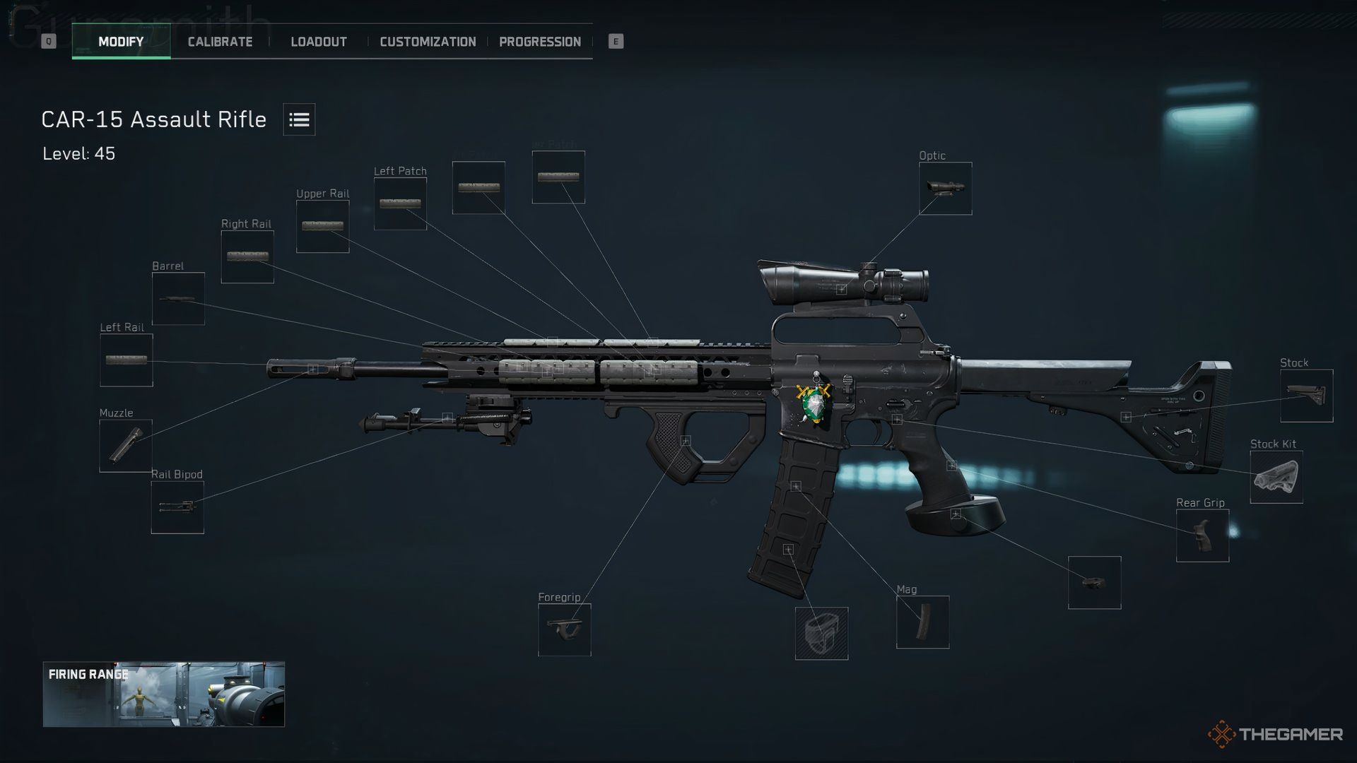 Showcasing a side-view of the CAR-15 with attachments in Delta Force.