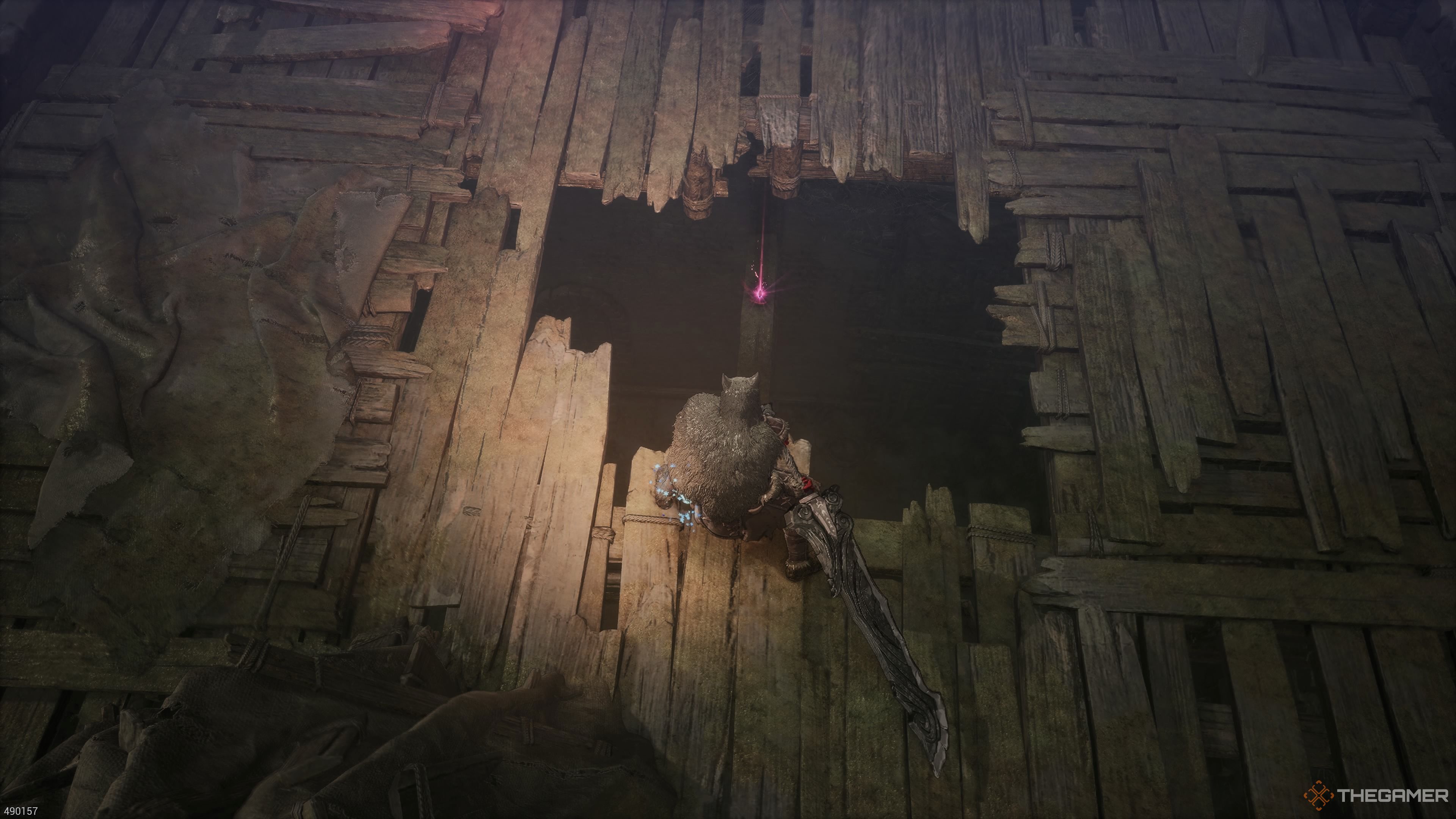 The Deep Shadow Scroll on the beam in the Devoured Village section of The First Berserker Khazan.