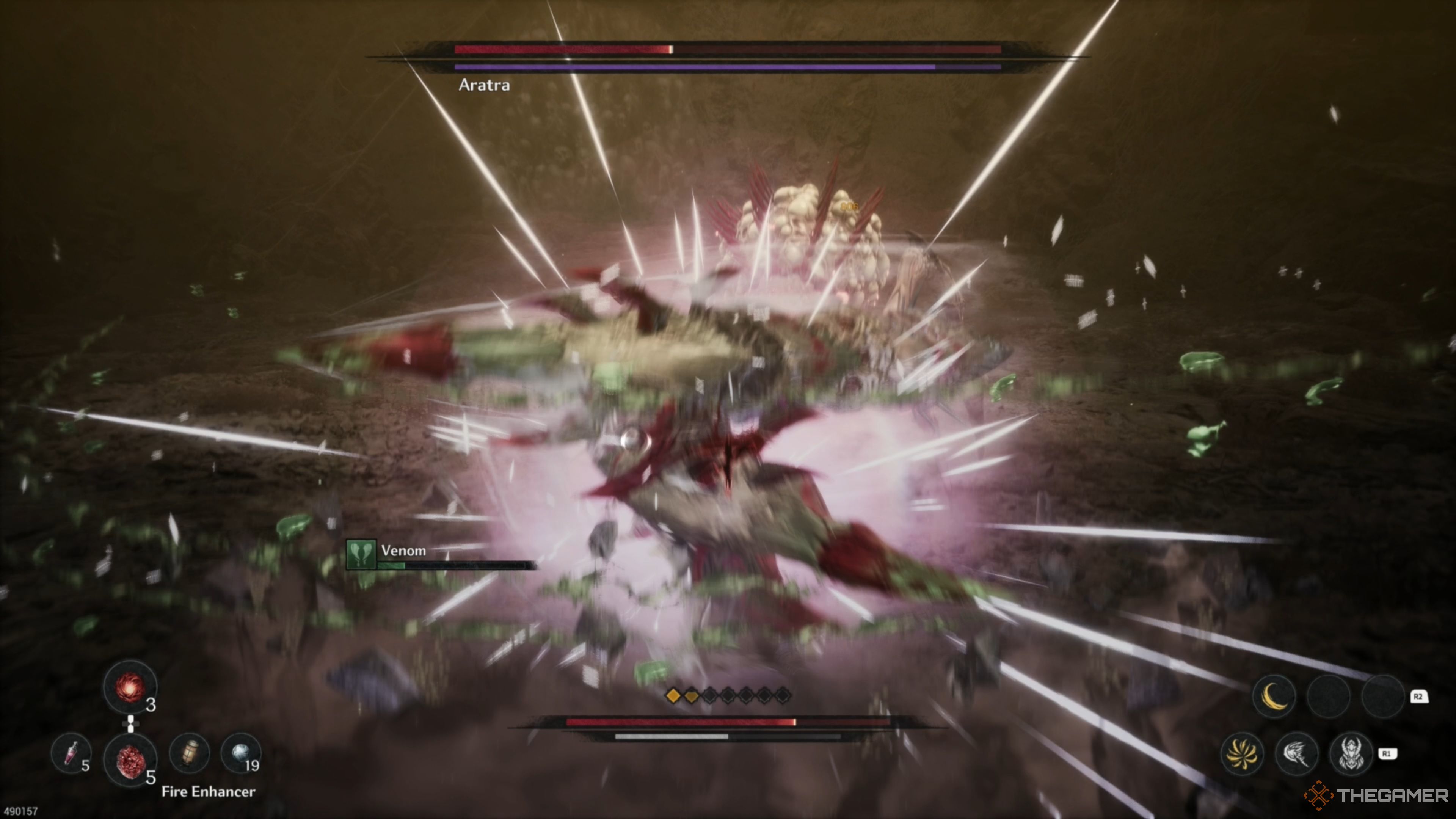 Khazan landing a Counterattack on Aratra's Burst Attack in The First Berserker: Khazan.