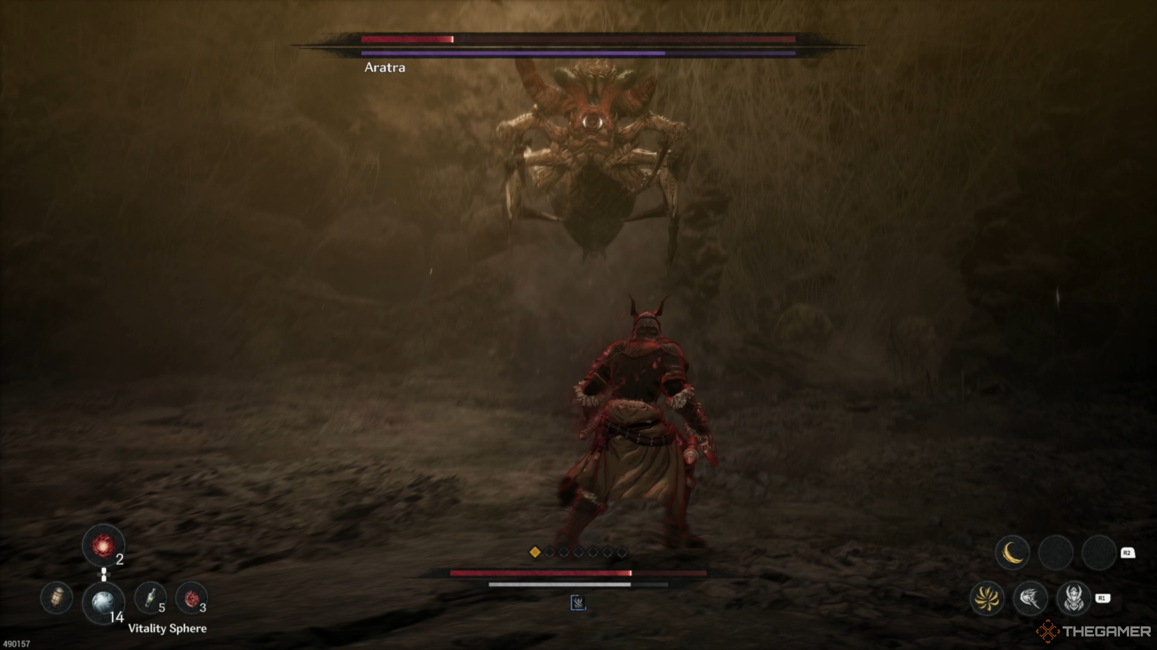 Aratra leaping at Khazan in The First Berserker: Khazan.