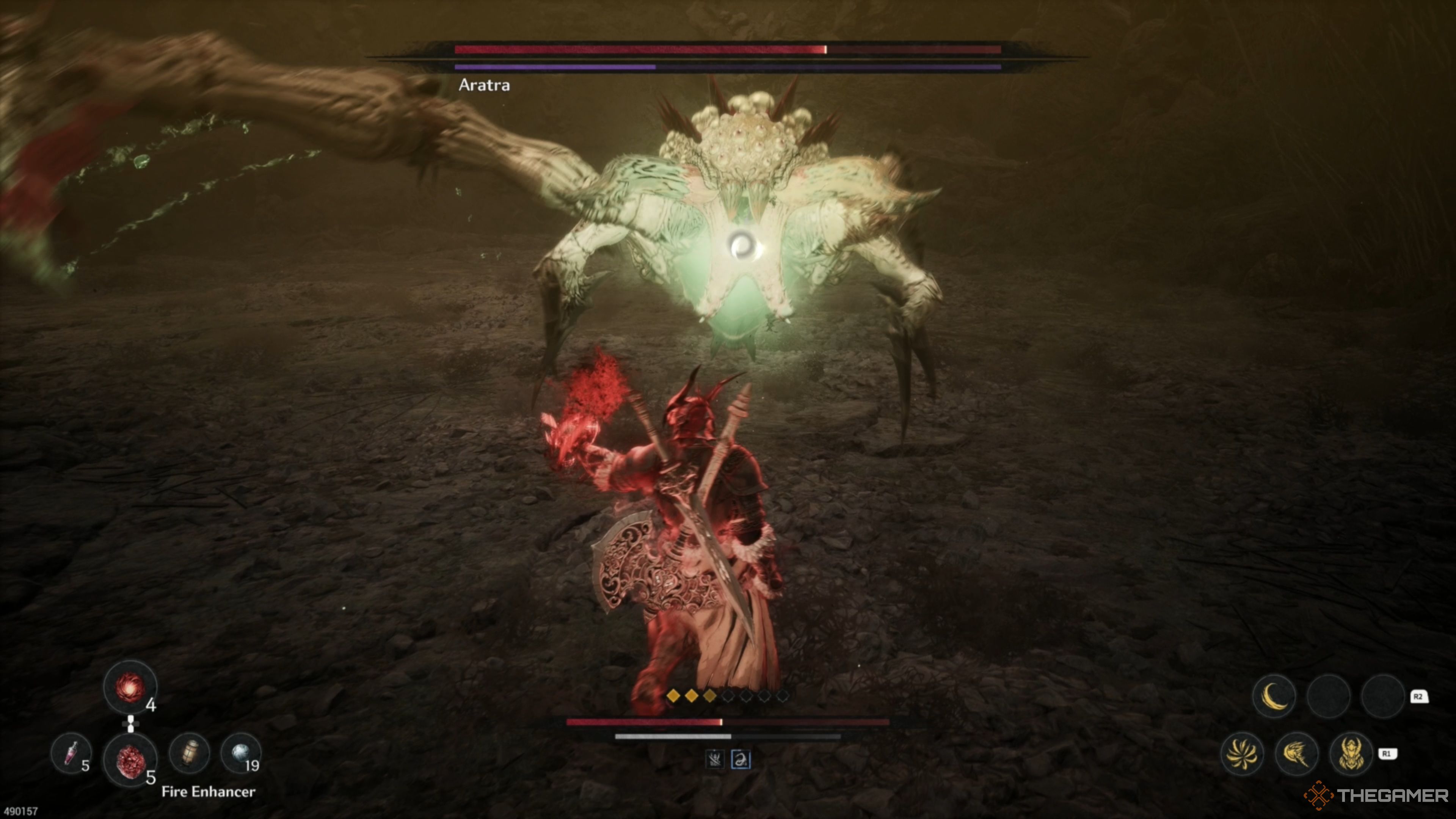 Aratra performing a Venomous Grab in The First Berserker: Khazan.